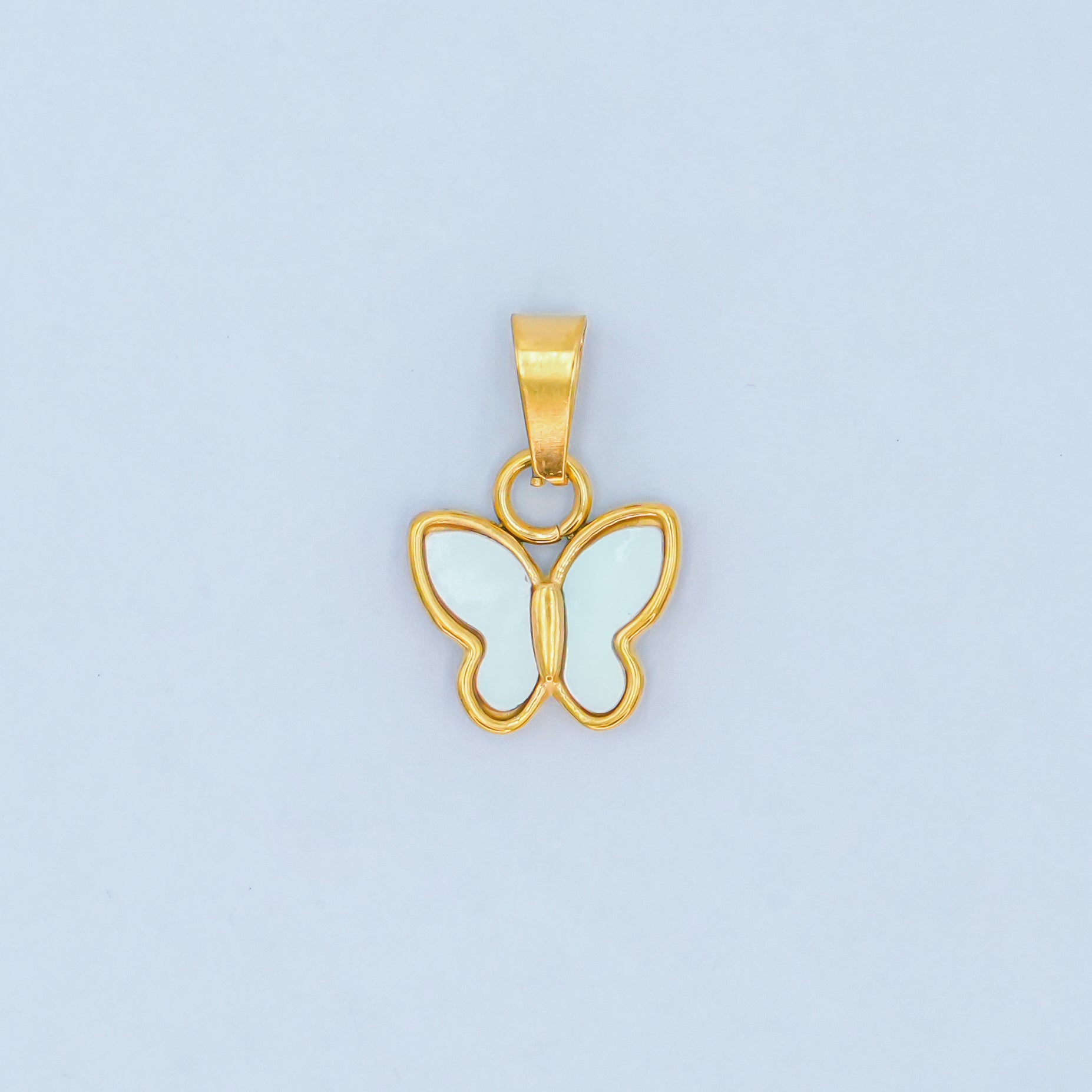 Stainless Steel Shell Pearl Butterfly Pendant | P1547