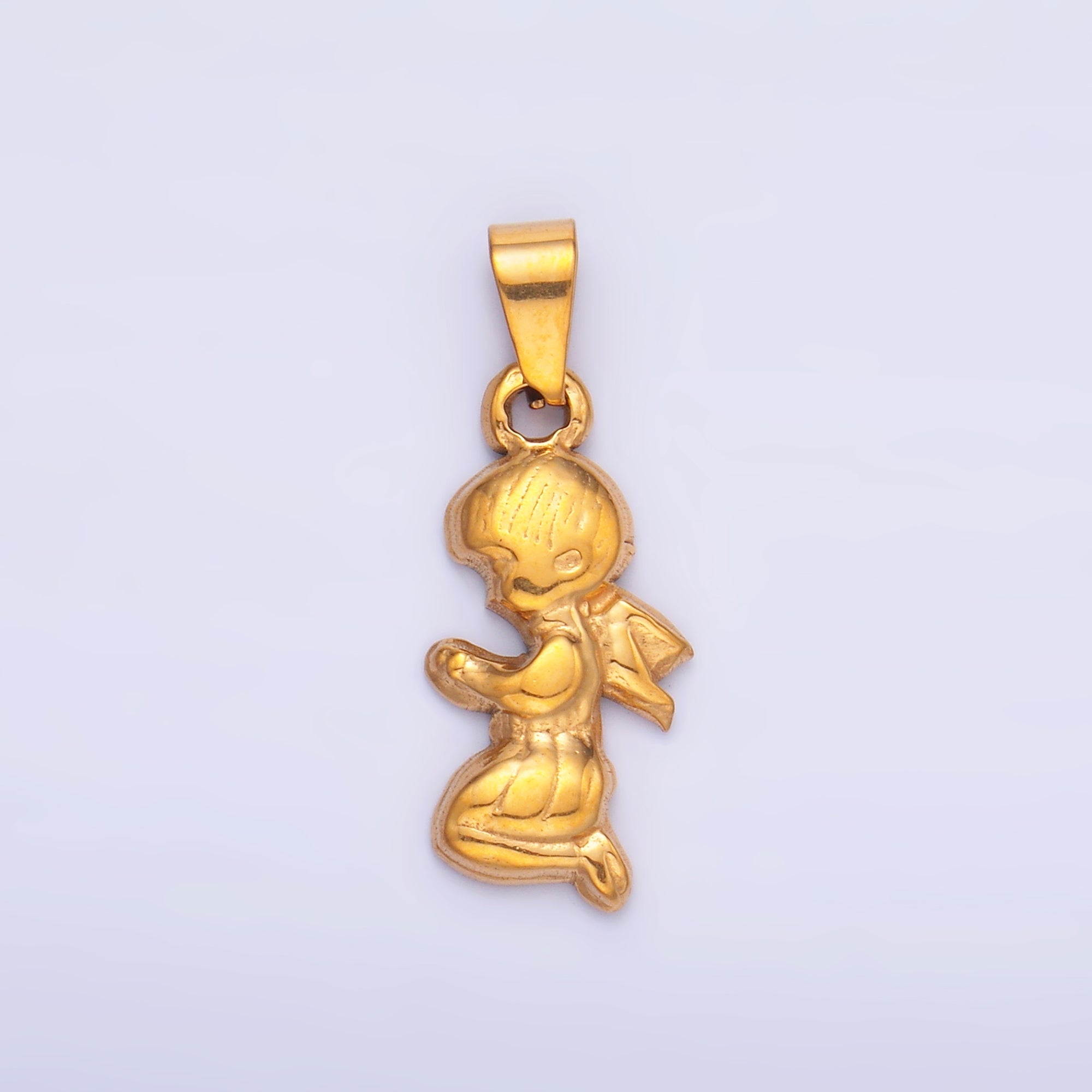 Stainless Steel Cherub Praying Angel Little Boy Pendant | P1550
