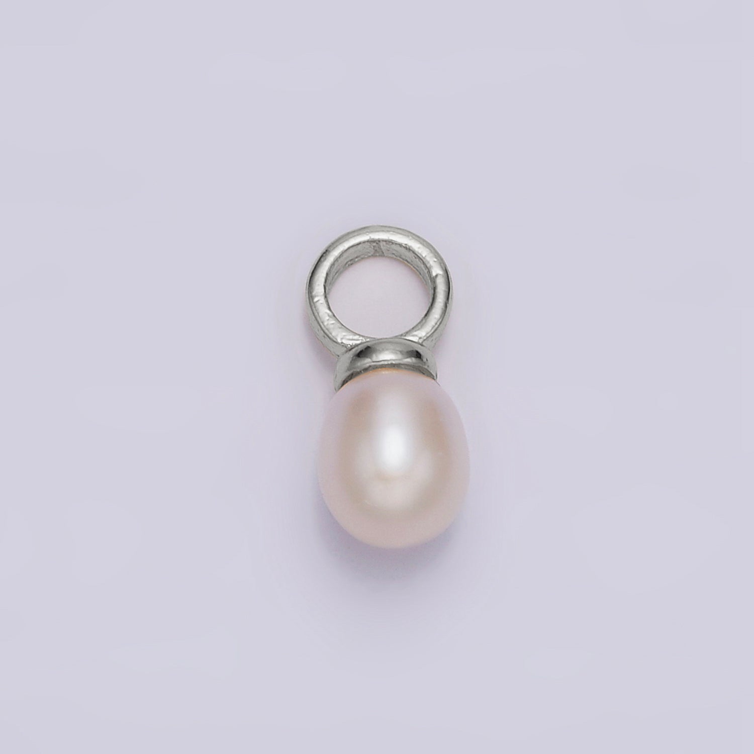 14K Gold Filled 13.7mm White Freshwater Pearl Drop Personalized Earring Charm | P1626