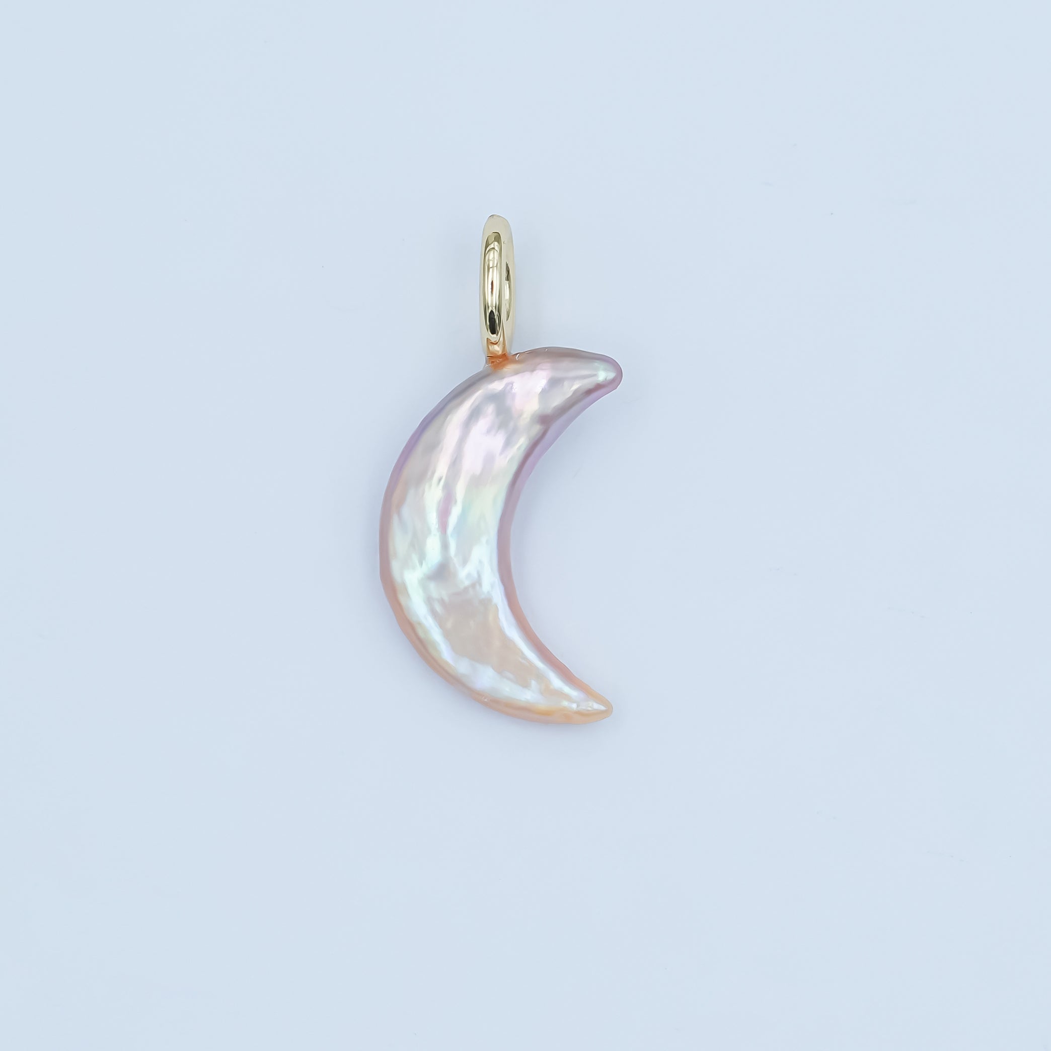24K Gold Filled 23mm Freshwater Pearl Crescent Moon Celestial Pendant | P1660.
