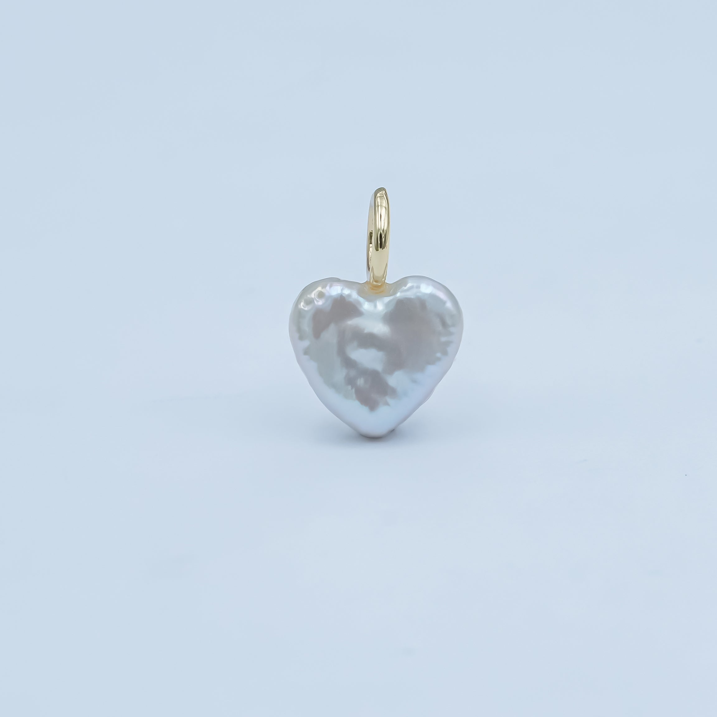 24K Gold Filled White Freshwater Pearl Heart Pendant | P1670