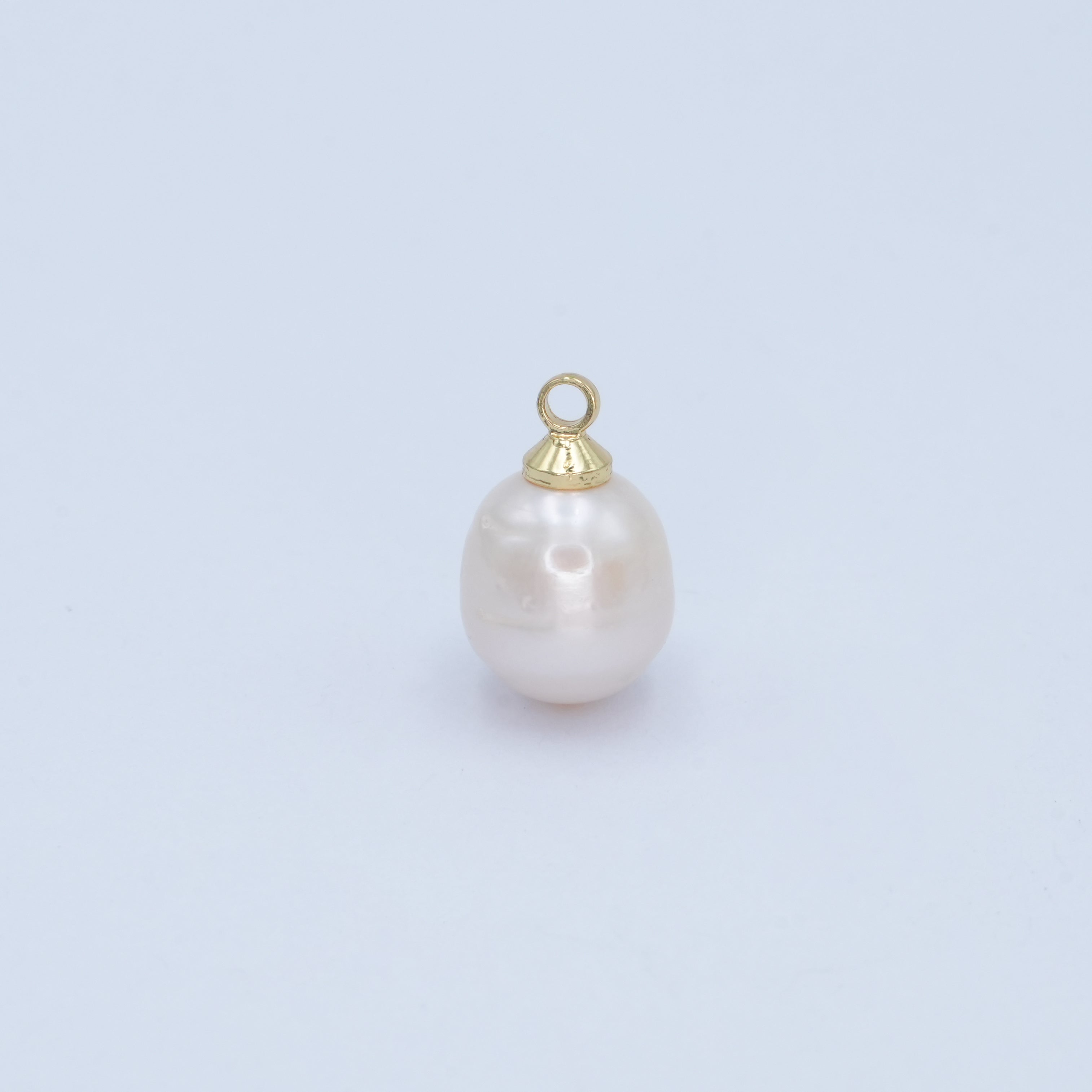 24K Gold Filled Shell Pearl Ringed Button Mini Charm | P1942