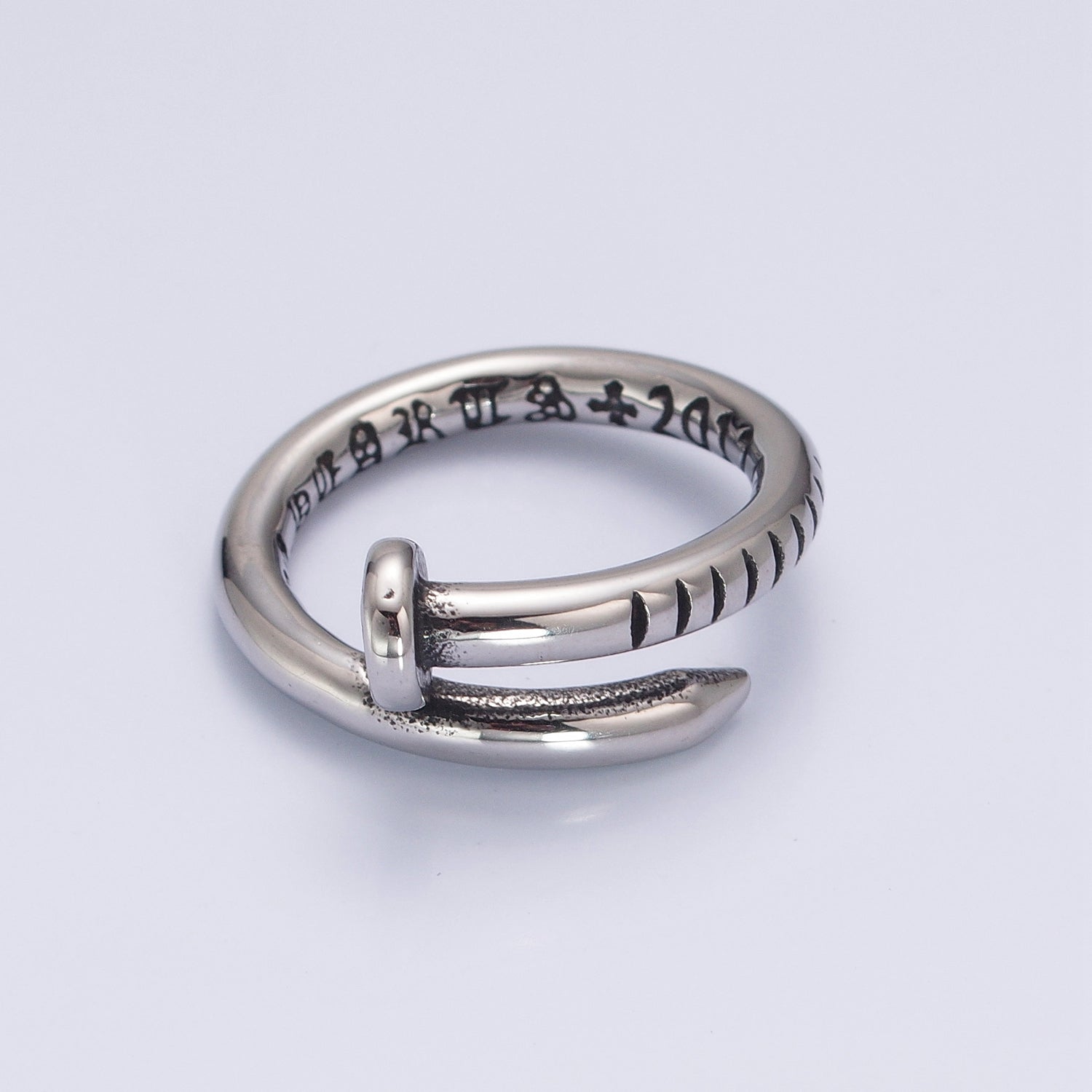 Stainless Steel Wrap Nail Ring for Men Antique Silver Ring O-839 O-840