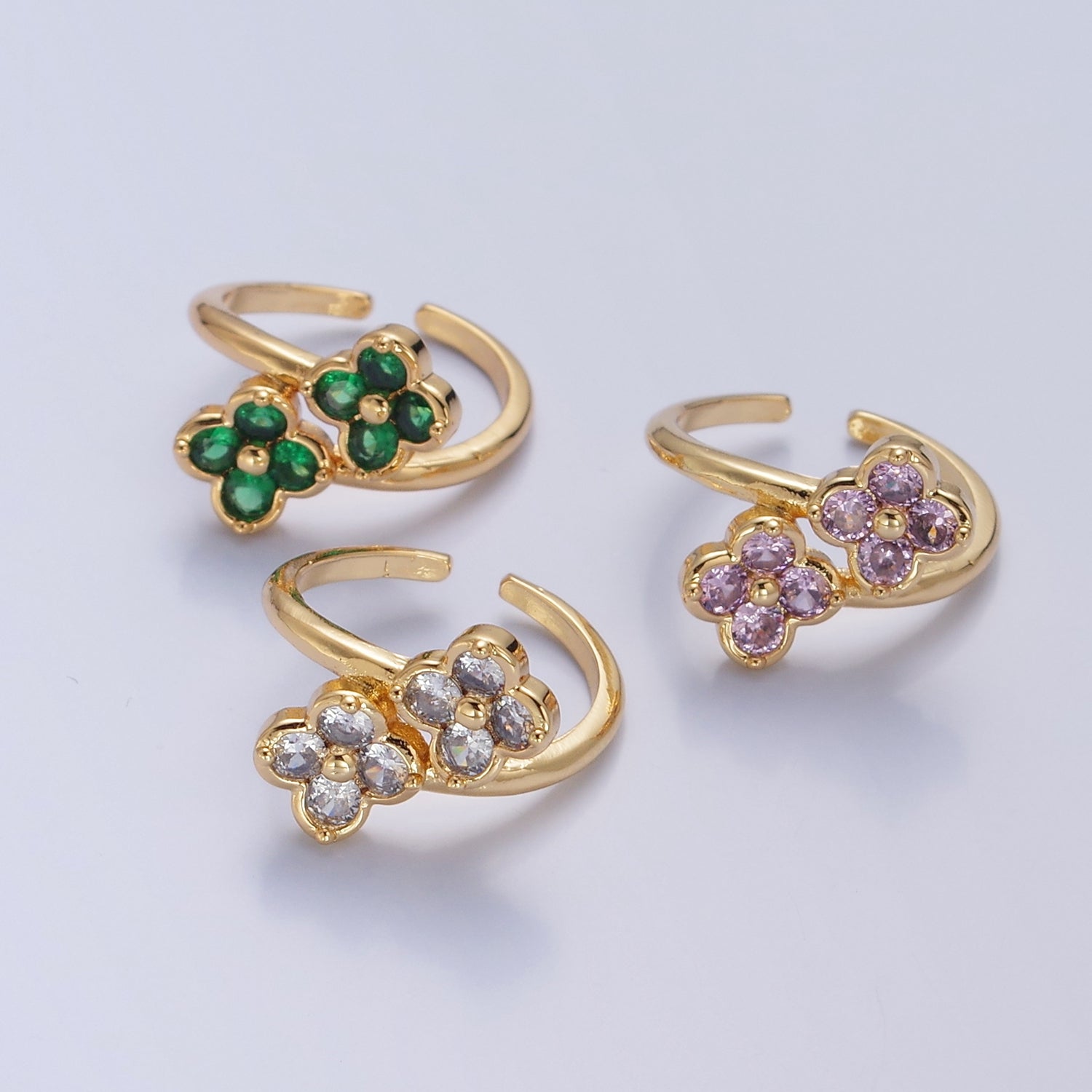 Green Clover Ring, Four-Leaf Clover Ring for Women, Lucky Charm O-2217 O-2218 O-2219