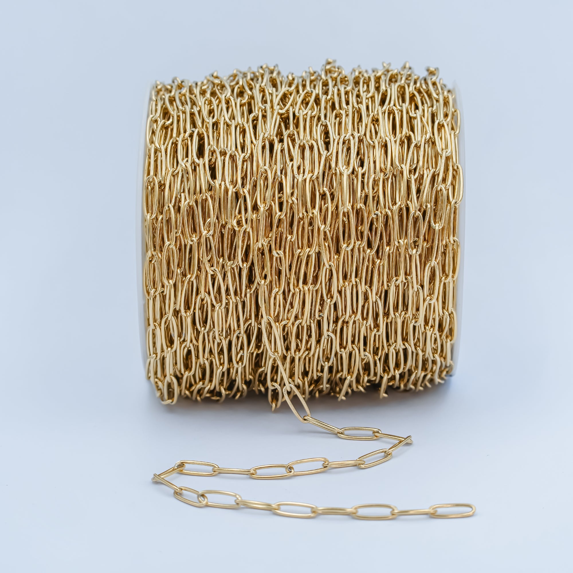 Gold Stainless Steel 11.7x3.9mm Paperclip Unfinished Chain by Yard | ROLL-1477