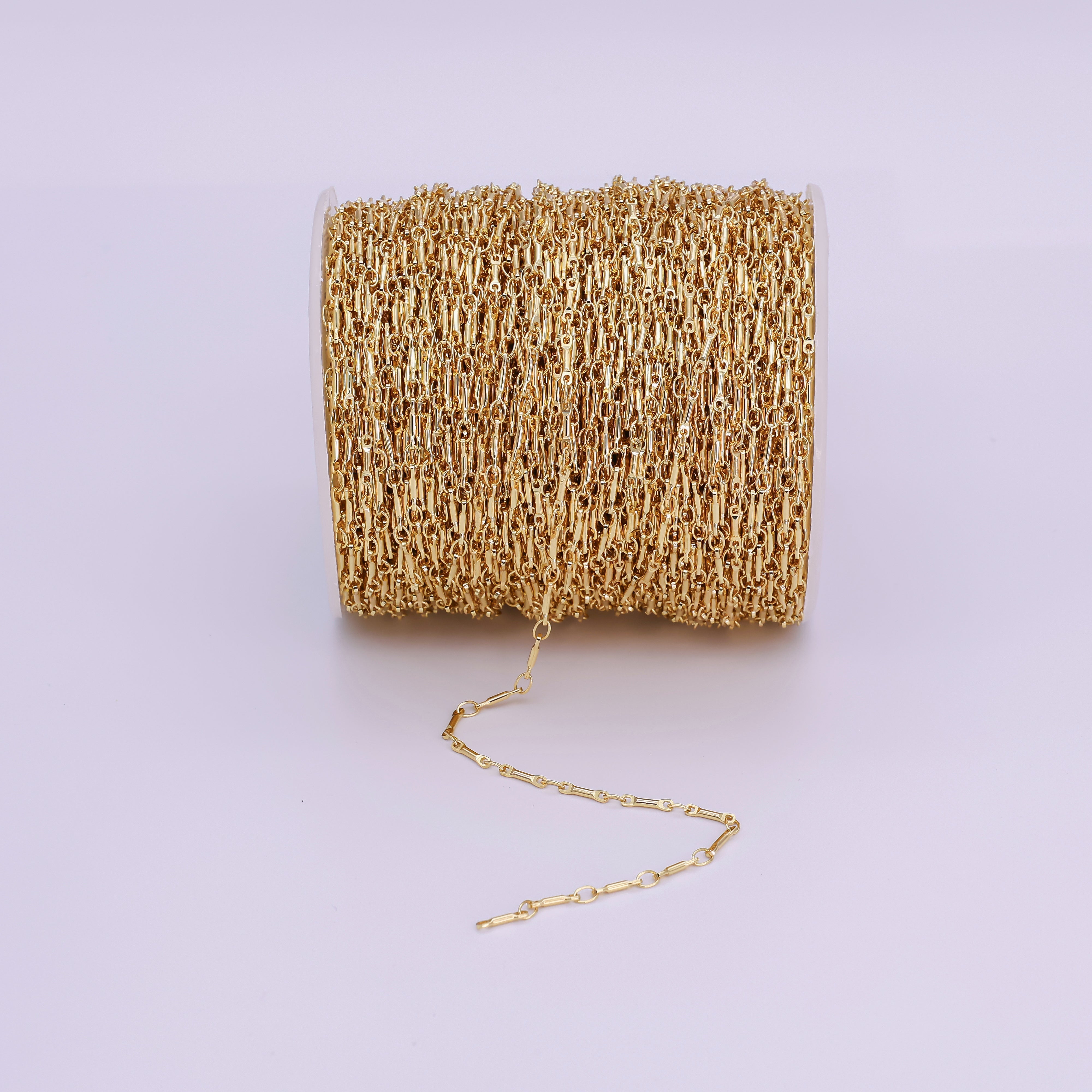 24K Gold Filled 1.2mm Minimalist Unique Link Unfinished Chain by Yard | Roll-1527