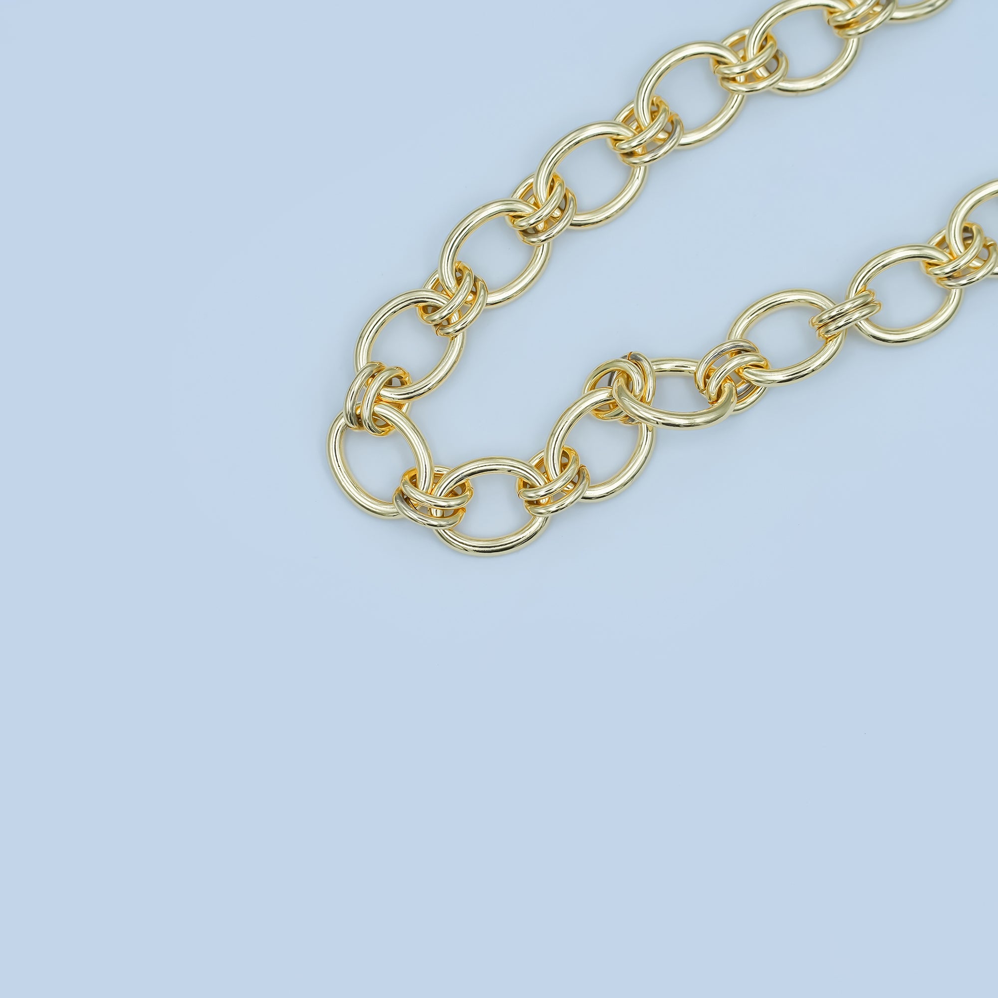 24K Gold Plated Gold Chunky Oval Cable Chain by Yard, 10.4X12.6mm, Bold ROLO Cable Chain, Fancy Statement Chain, Wholesale Bulk Chain | ROLL-468 Clearance Pricing