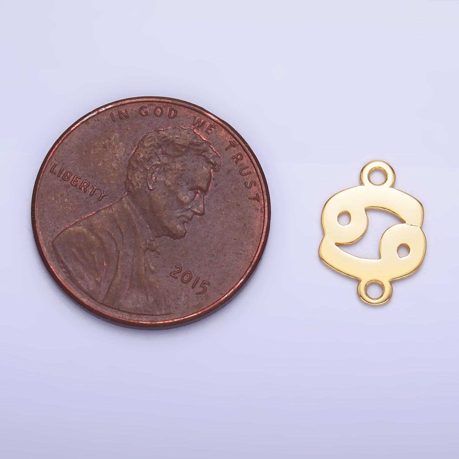 S925 Sterling Silver Cancer Zodiac Symbol Minimalist Connector in Gold & Silver | SL-571