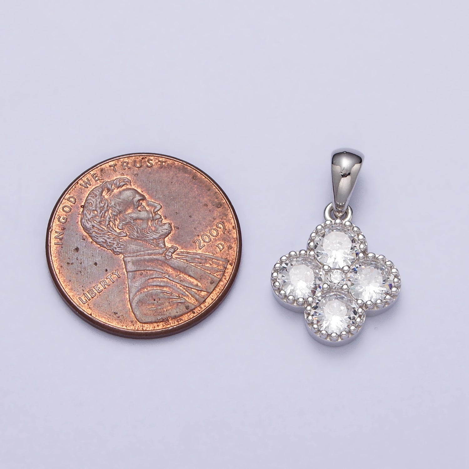 S925 Sterling Silver Clover Charm Lucky Four Leaf Pendant AB-11130 - DLUXCA