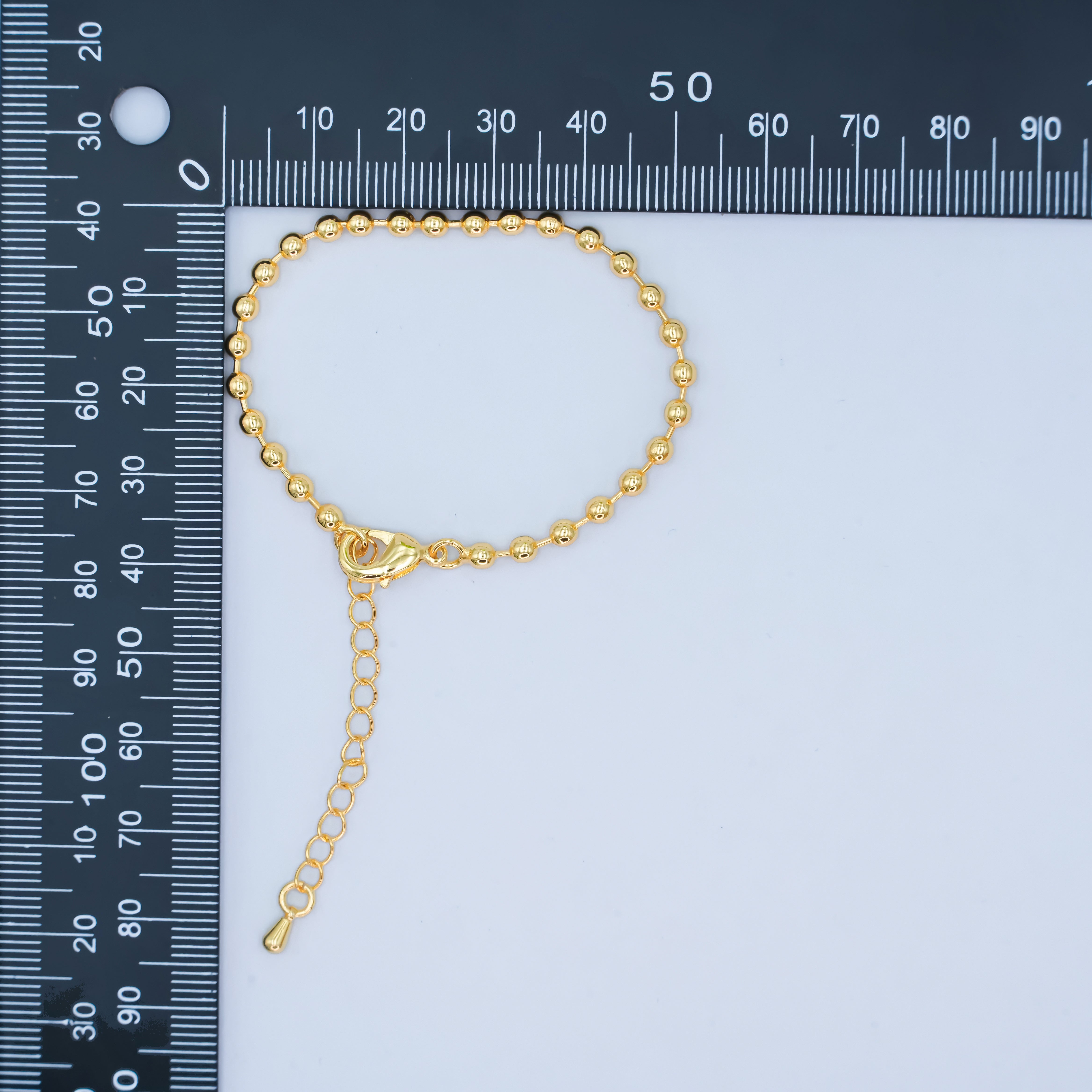 24K Gold Filled 3mm Bead Ball 6 Inch Chain Bracelet | WA-2798