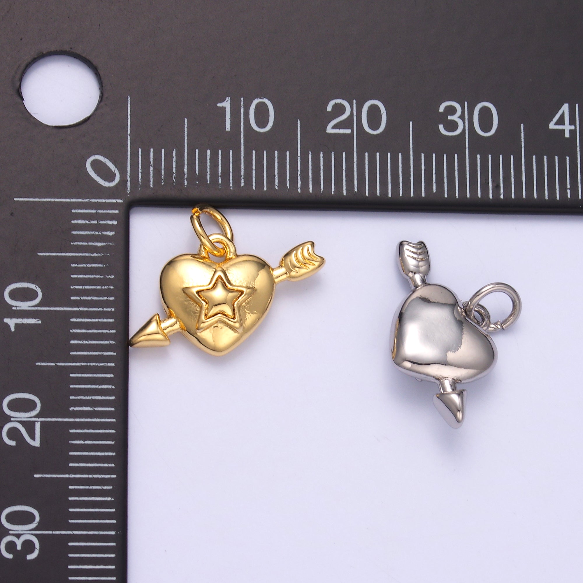 24K Gold Filled Star Cupid Heart Charm in Gold & Silver | C041