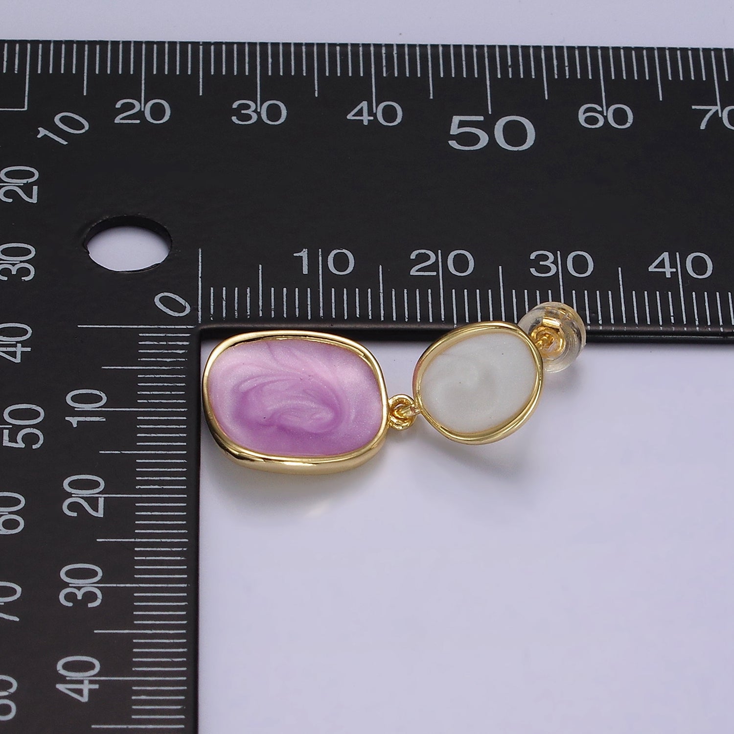 14K Gold Filled White, Pink, Purple, Blue, Green Enamel Rounded Square Drop Stud Earrings | V246 - V250 - DLUXCA