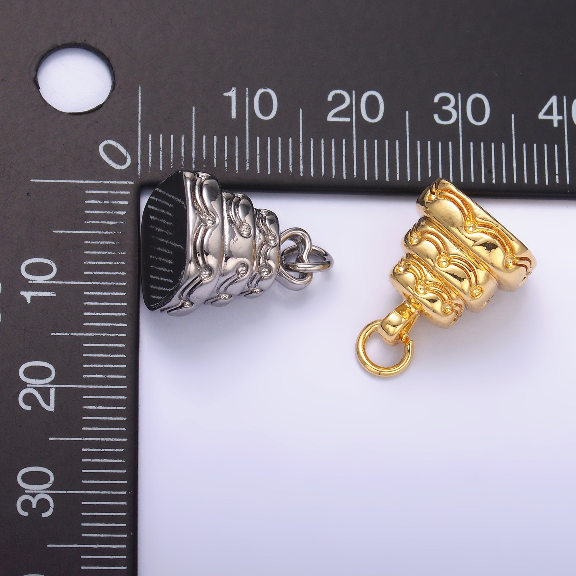 24K Gold Filled Heart Love Cake Multidimensional 3D Charm in Gold & Silver | D628