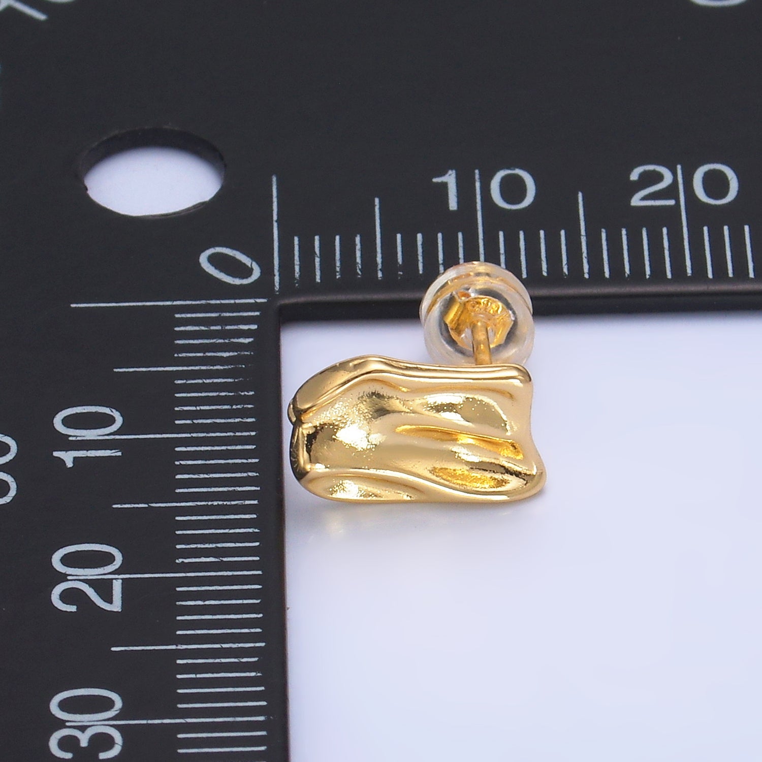 24K Gold Filled Hammered Rectangular Drop Stud Earring Findings | Z1090