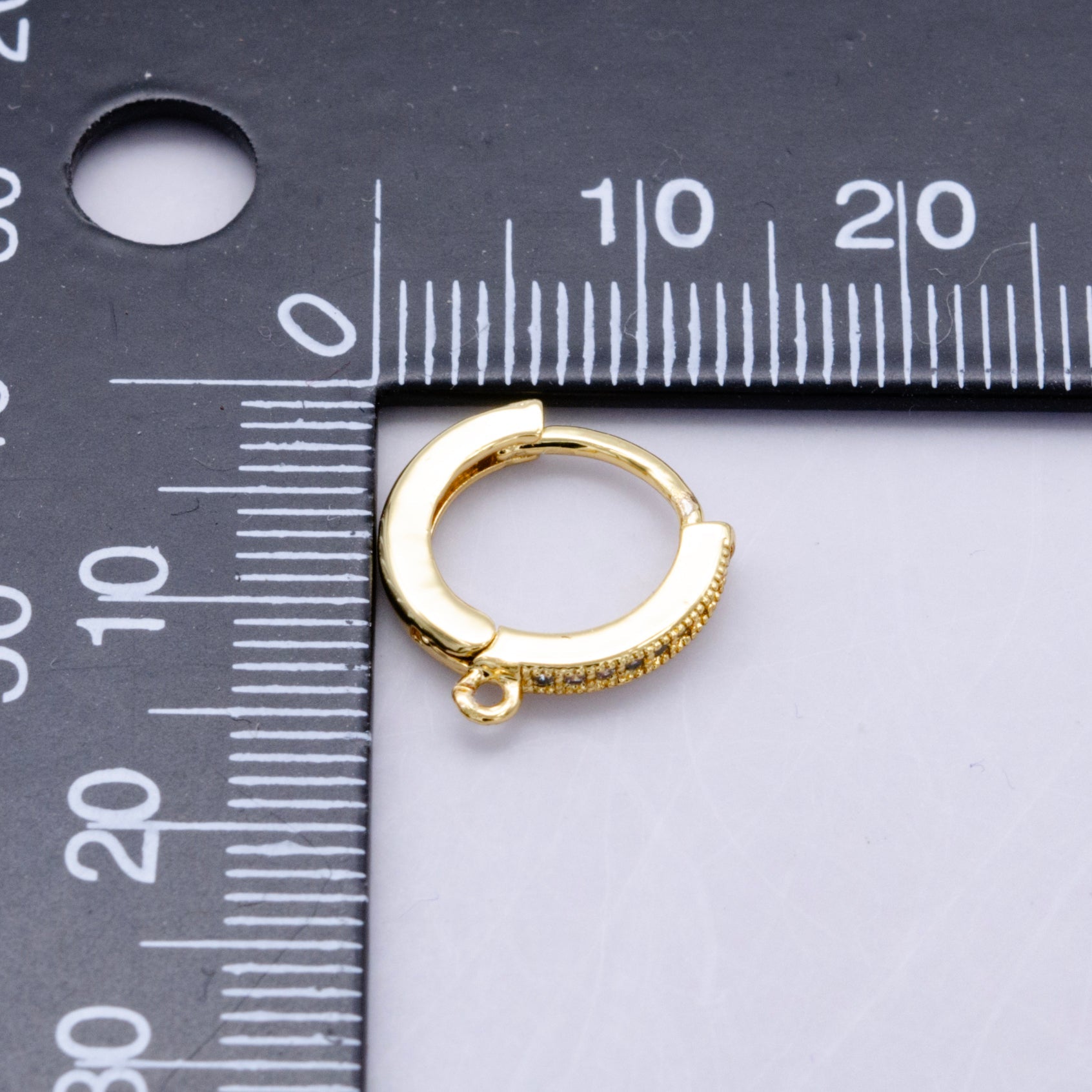 24K Gold Filled 13mm Micro Paved CZ Open Loop Drop Huggie Findings in Gold & Silver