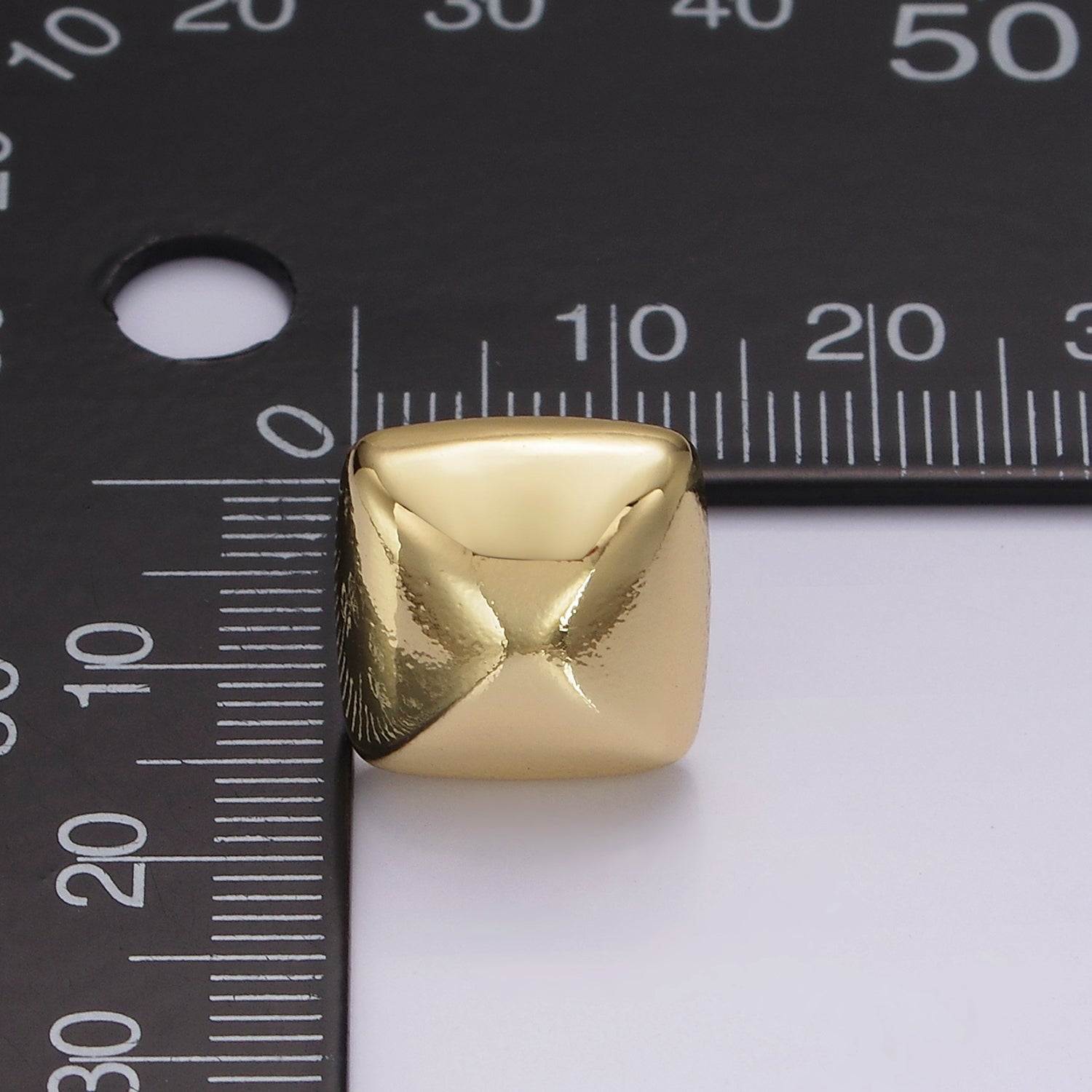 14K Gold Filled Edged Square Rhombus Dome Minimalist Stud Earrings | V298