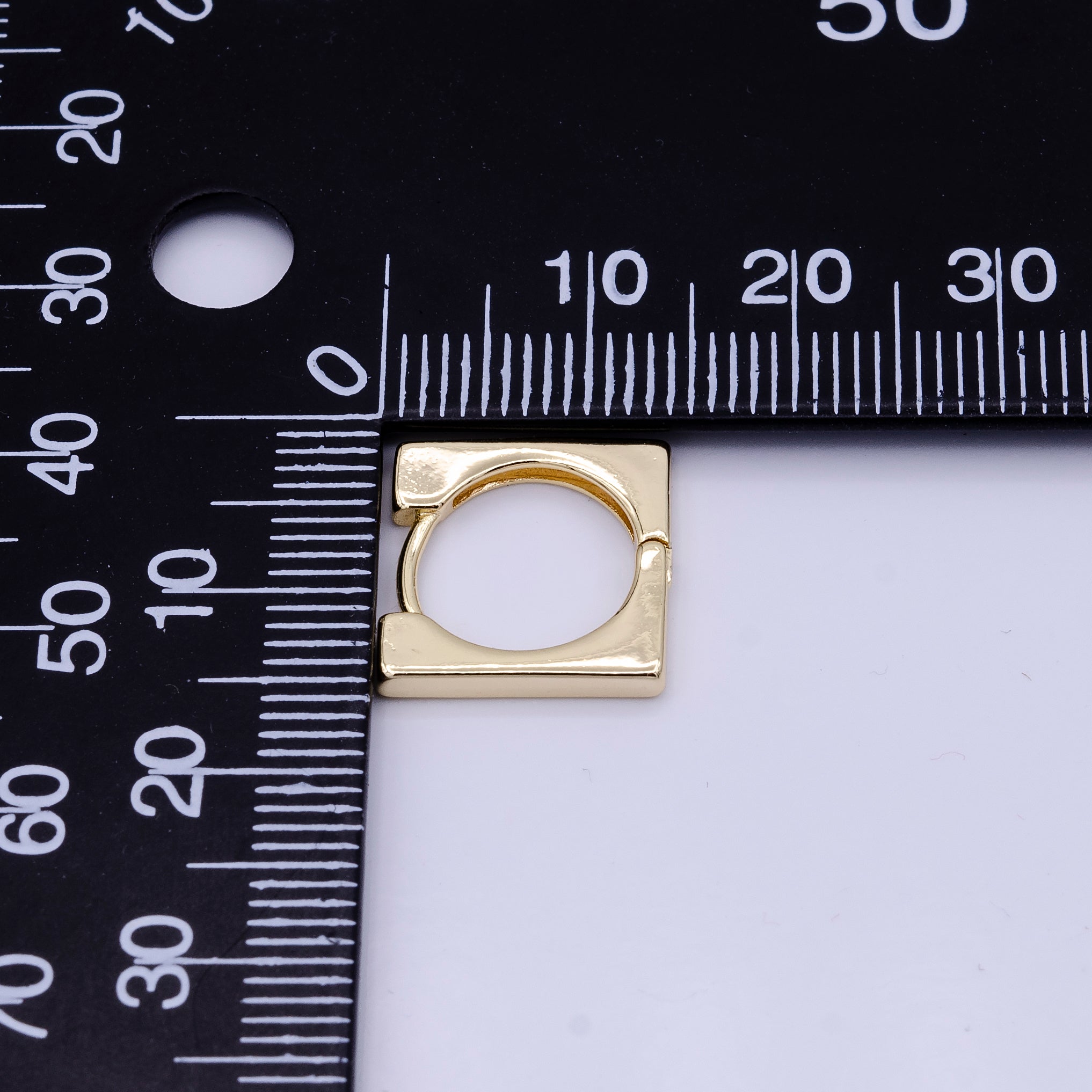 Gold, Silver 14mm Square Rounded Thin Huggie Earrings | AD875 AD876 - DLUXCA