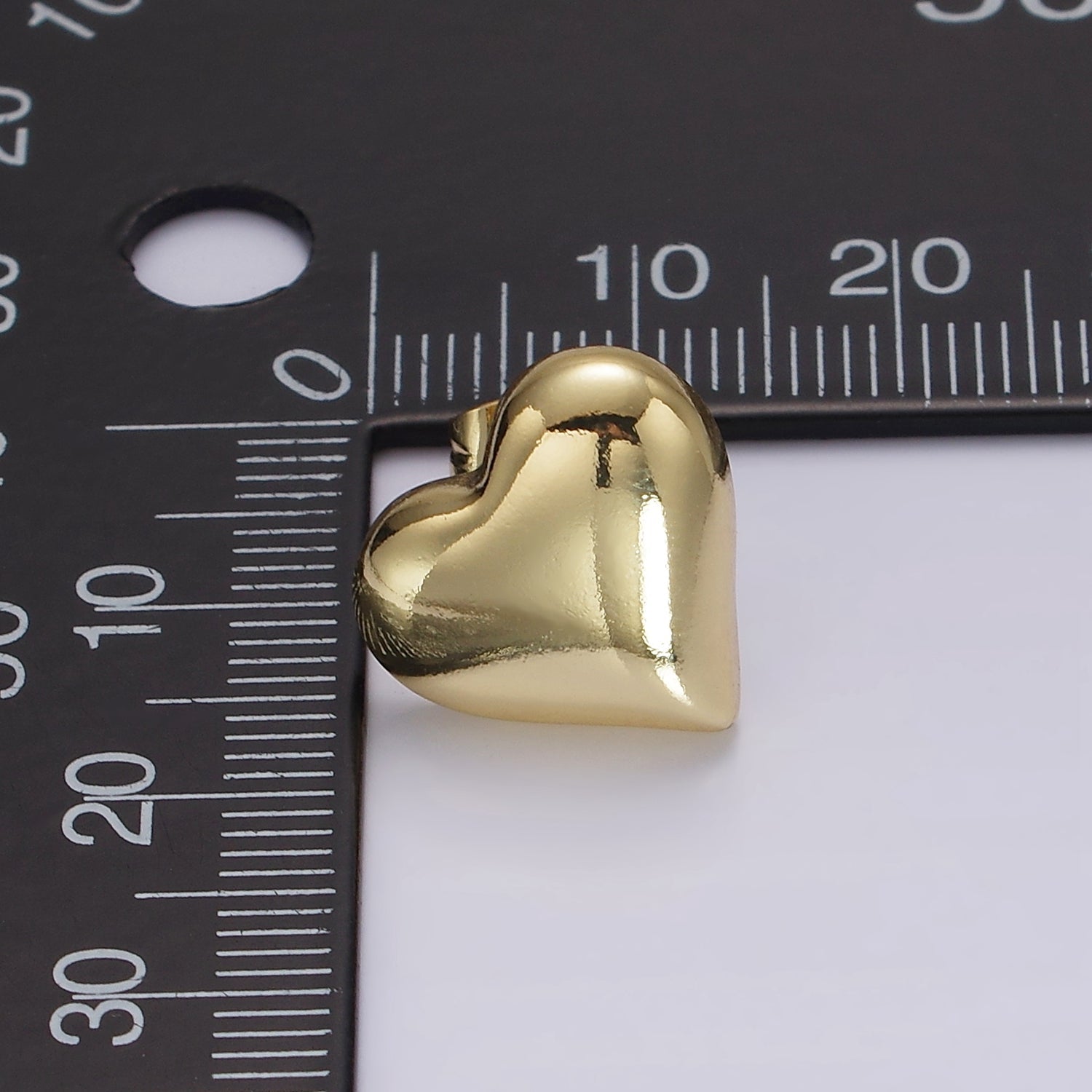 14K Gold Filled 15mm Heart Dome Minimalist Stud Earrings | V296