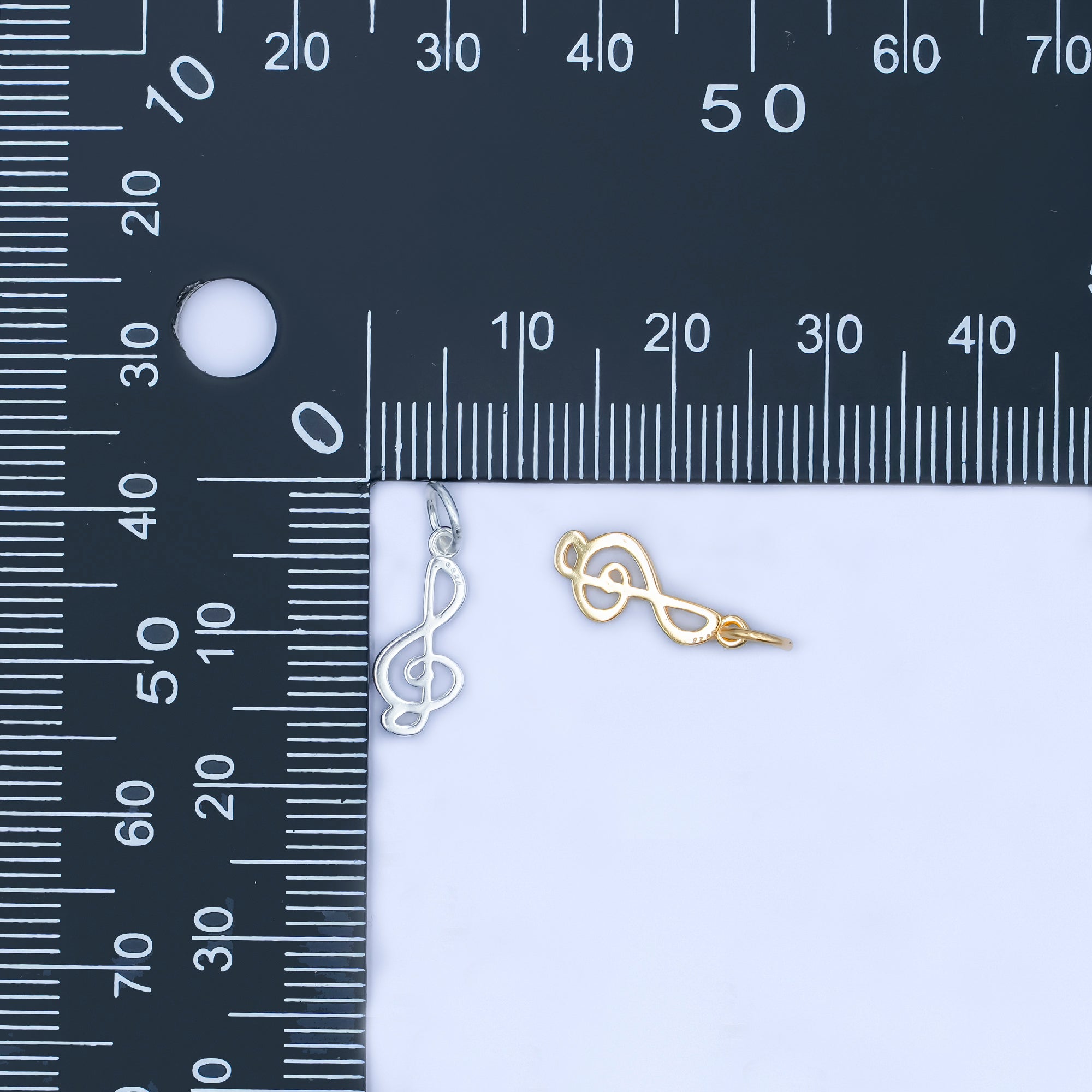 S925 Sterling Silver Musical Note Treble Clef Charm in Gold & Silver | SL-646