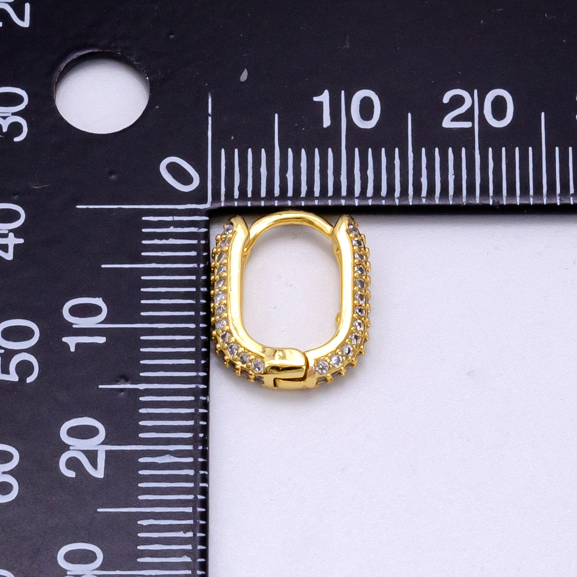 14K Gold Filled 15mm Micro Paved CZ Oblong Huggie Earrings | AB1114