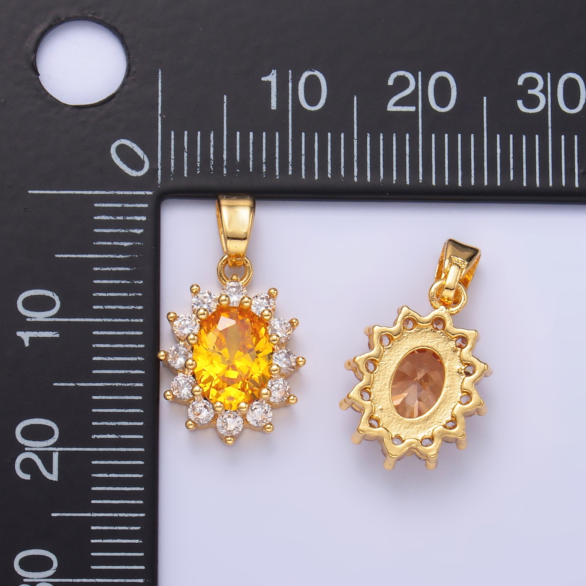 24K Gold Filled CZ Celestial Flower Pendant in Gold & Silver | AA1487 - AA1492