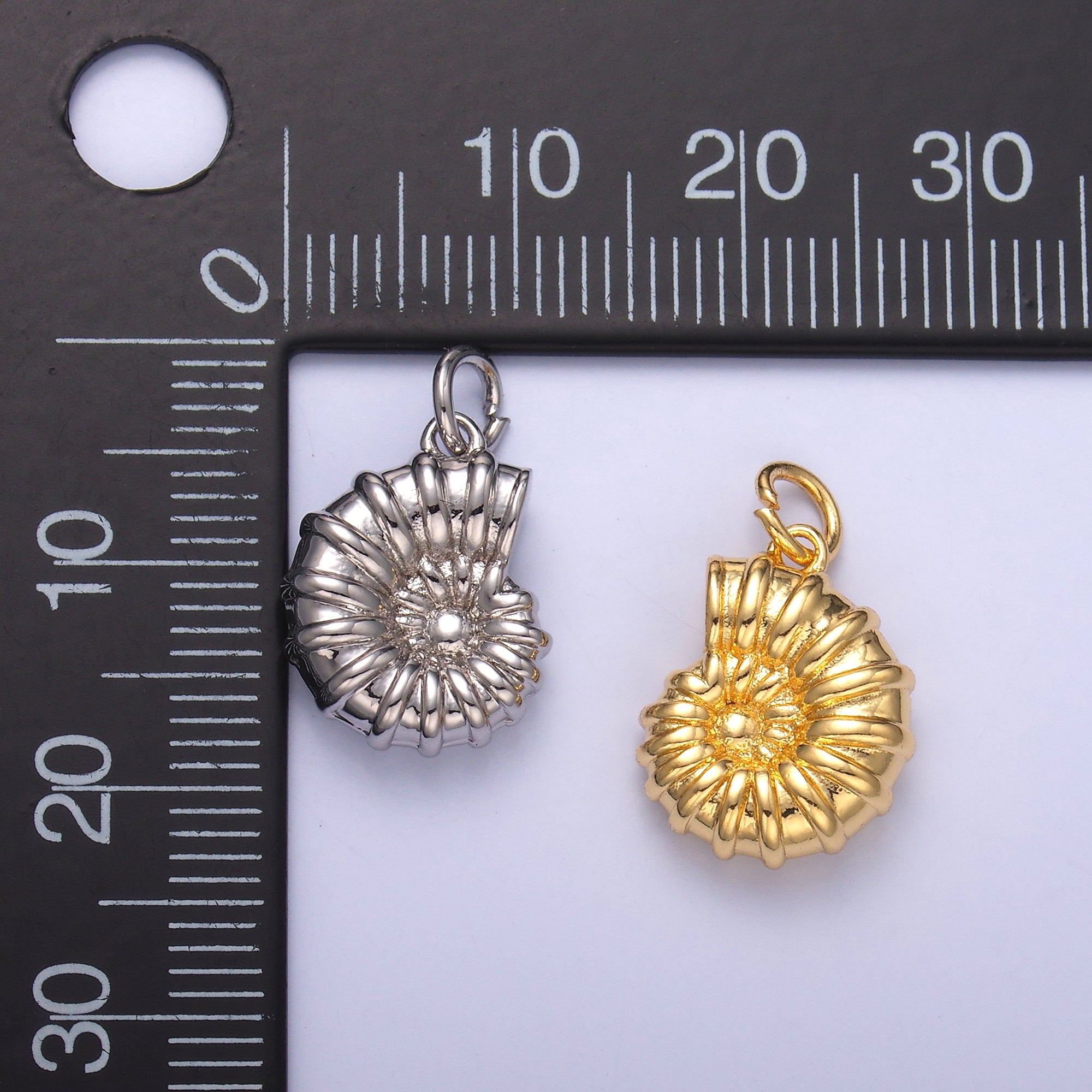 24K Gold Filled Nautilus Shell Multidimensional 3D Charm in Gold & Silver | N014