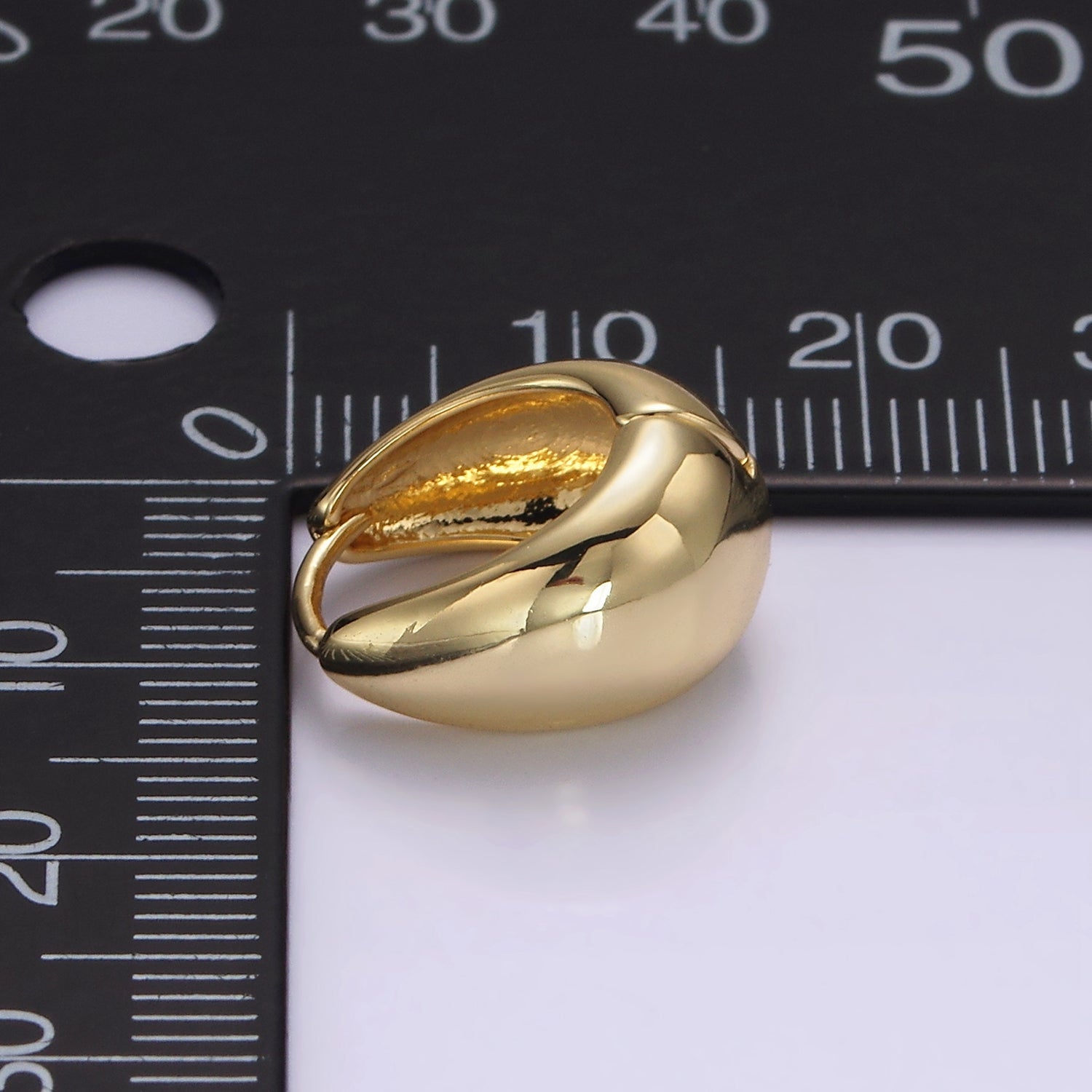 14K Gold Filled 15mm Teardrop Dome Minimalist Huggie Earrings | V474