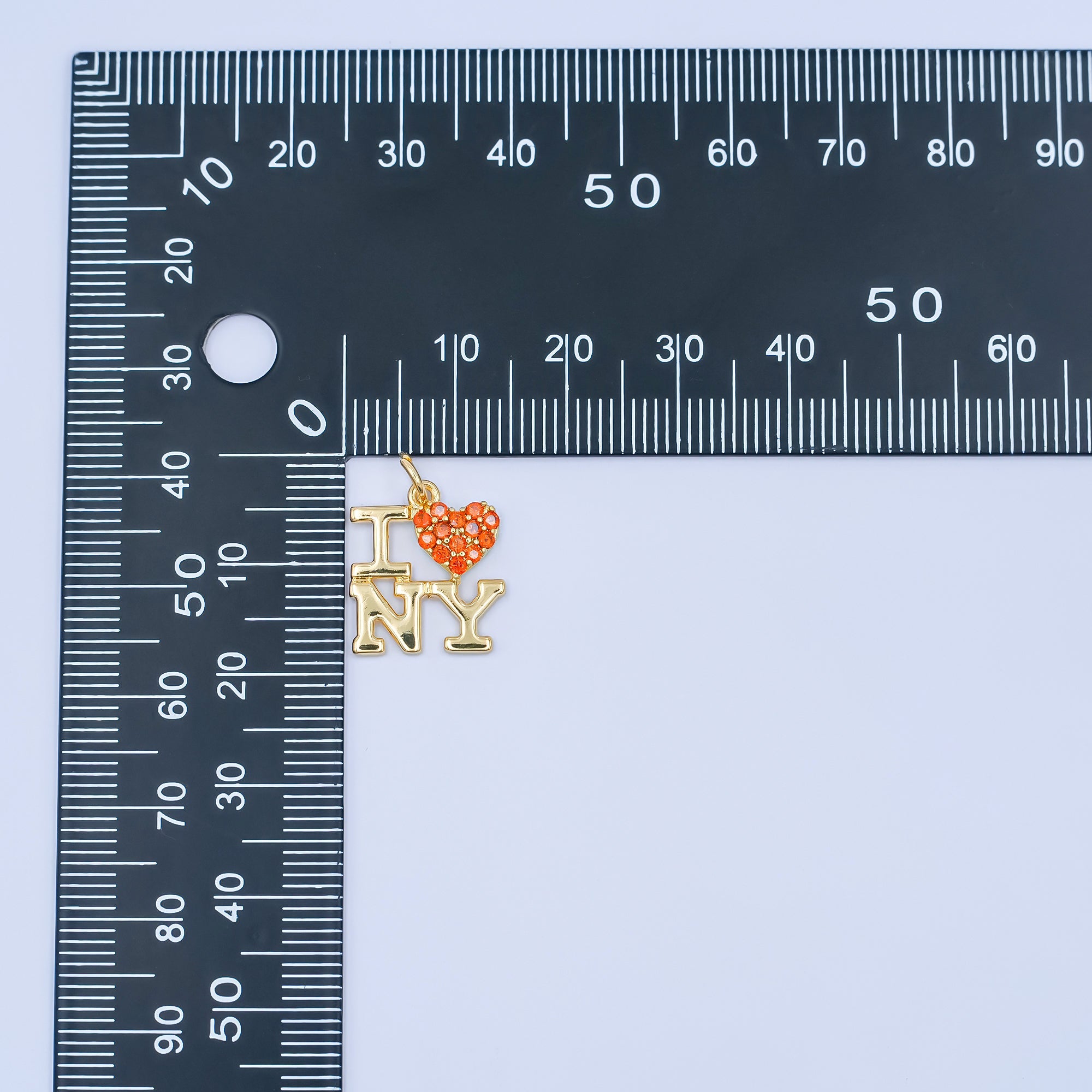 24K Gold Filled "I LOVE NY (New York) Micro Paved CZ Script Charm | C756