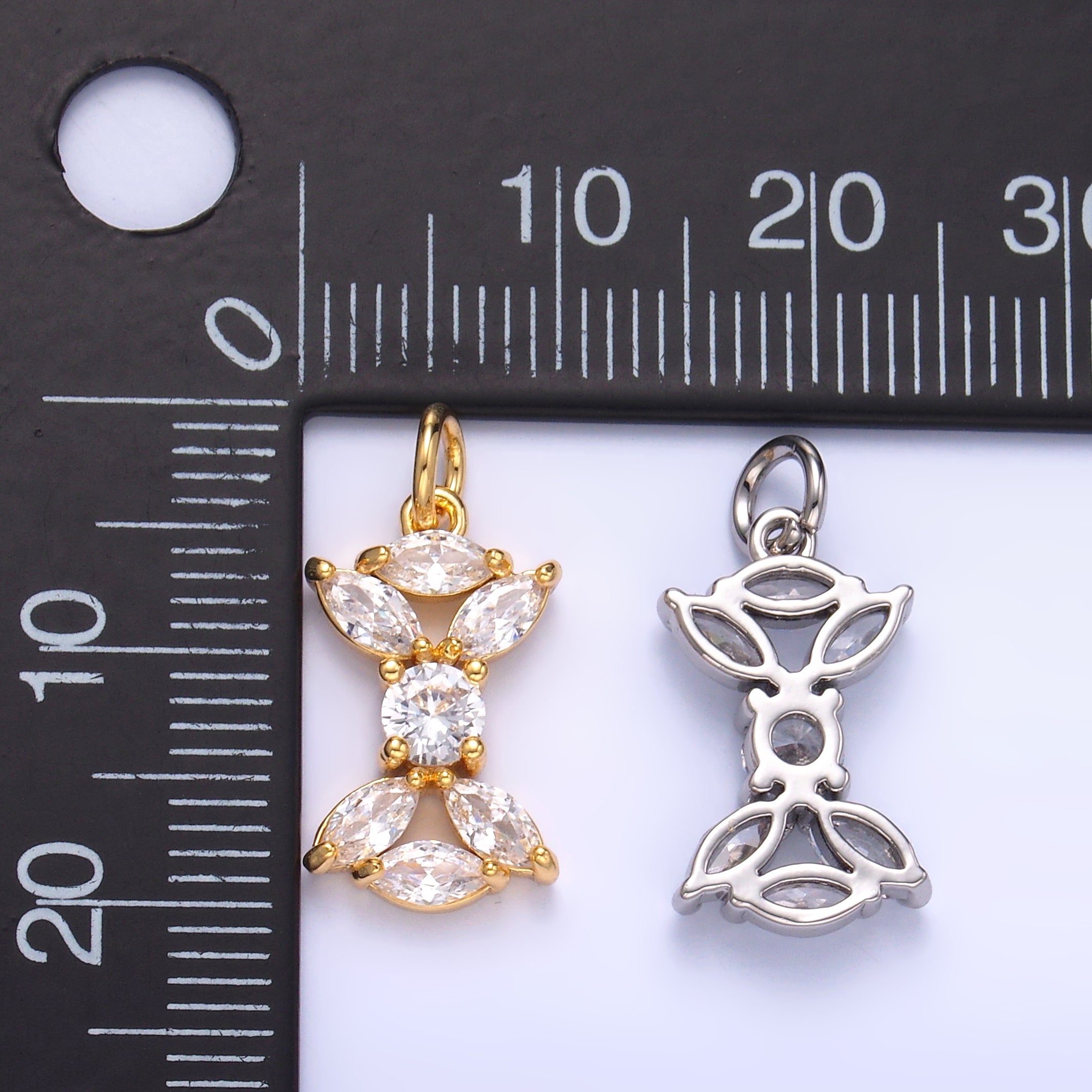 24K Gold Filled Marquise CZ Cluster Geometric Mini Charm in Gold & Silver | C035