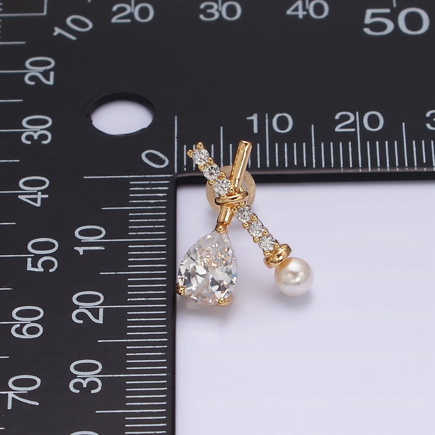 16K Gold Filled Clear CZ Micro Paved X Claw Double Band Stud Earrings | AB342 - DLUXCA