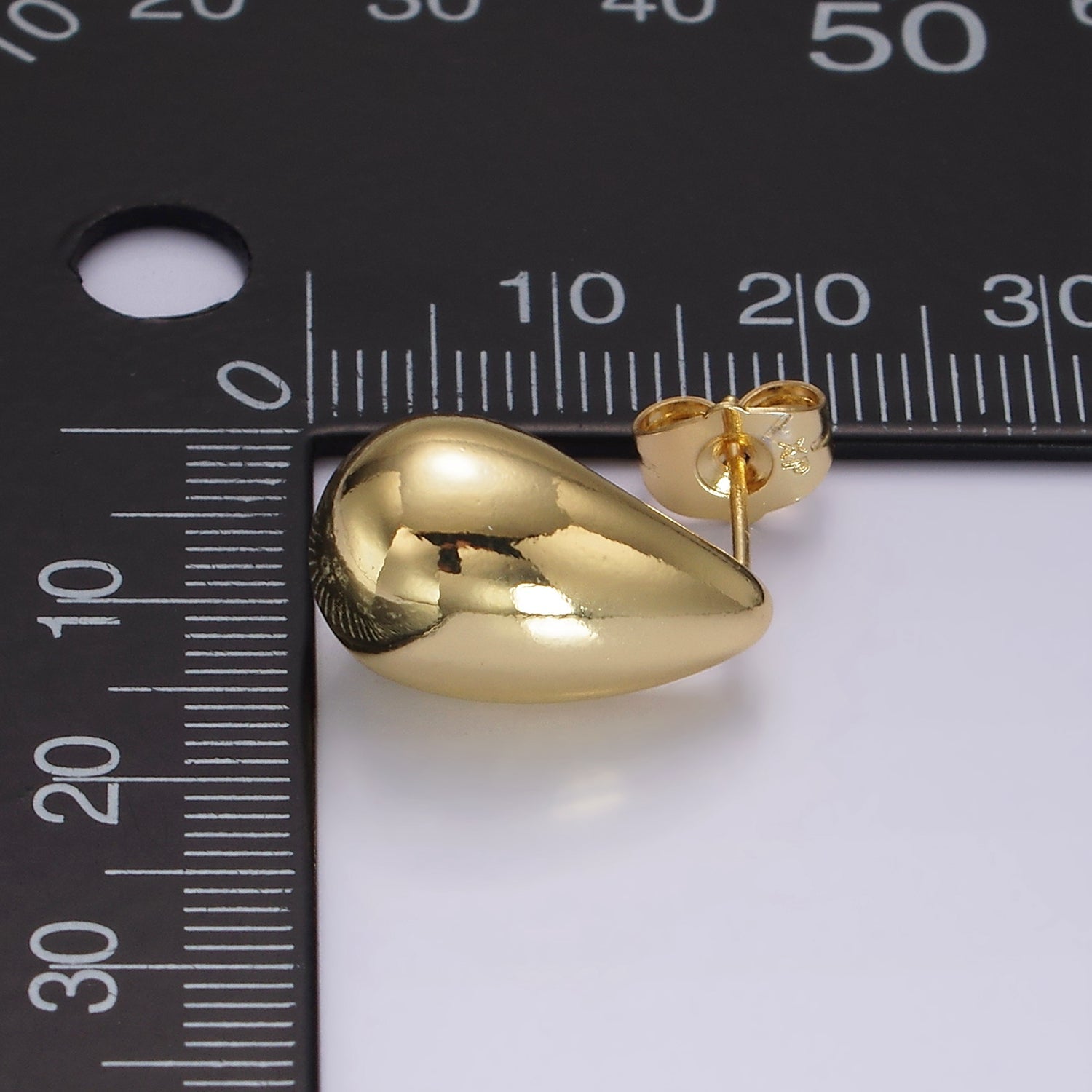 14K Gold Filled 18mm Teardrop Dome Stud Earrings | V-295