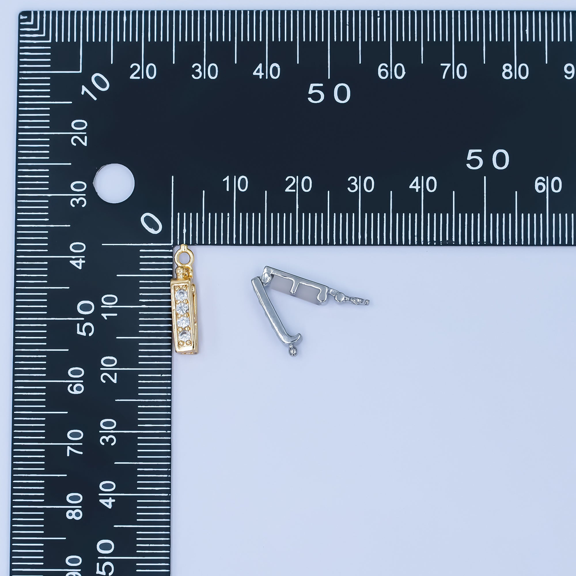 24K Gold Filled Micro Paved Snap Rectangular Bail Finding in Gold & Silver | Z1085