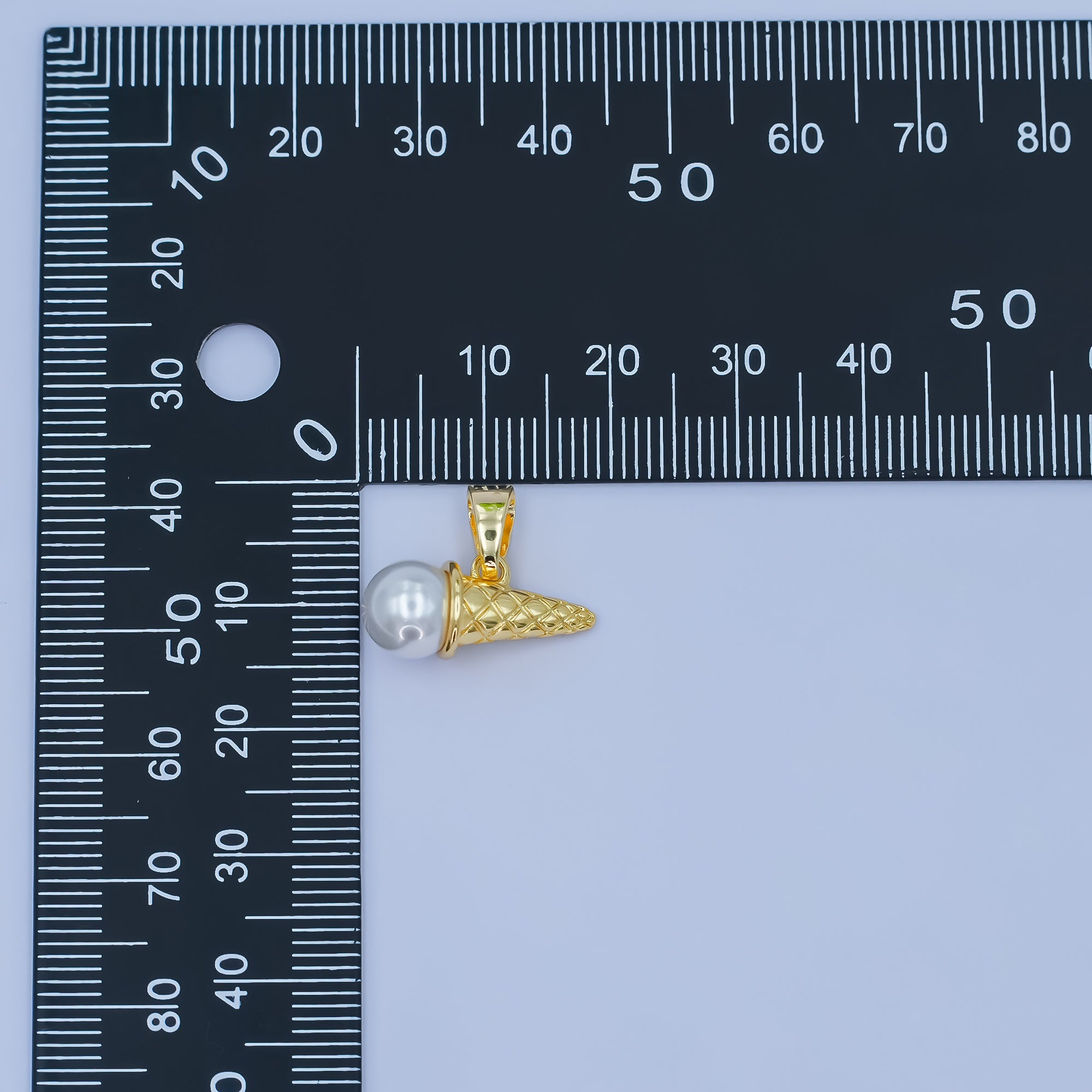 24K Gold Filled Shell Pearl Ice Cream Cone Desert Pendant | AA1481
