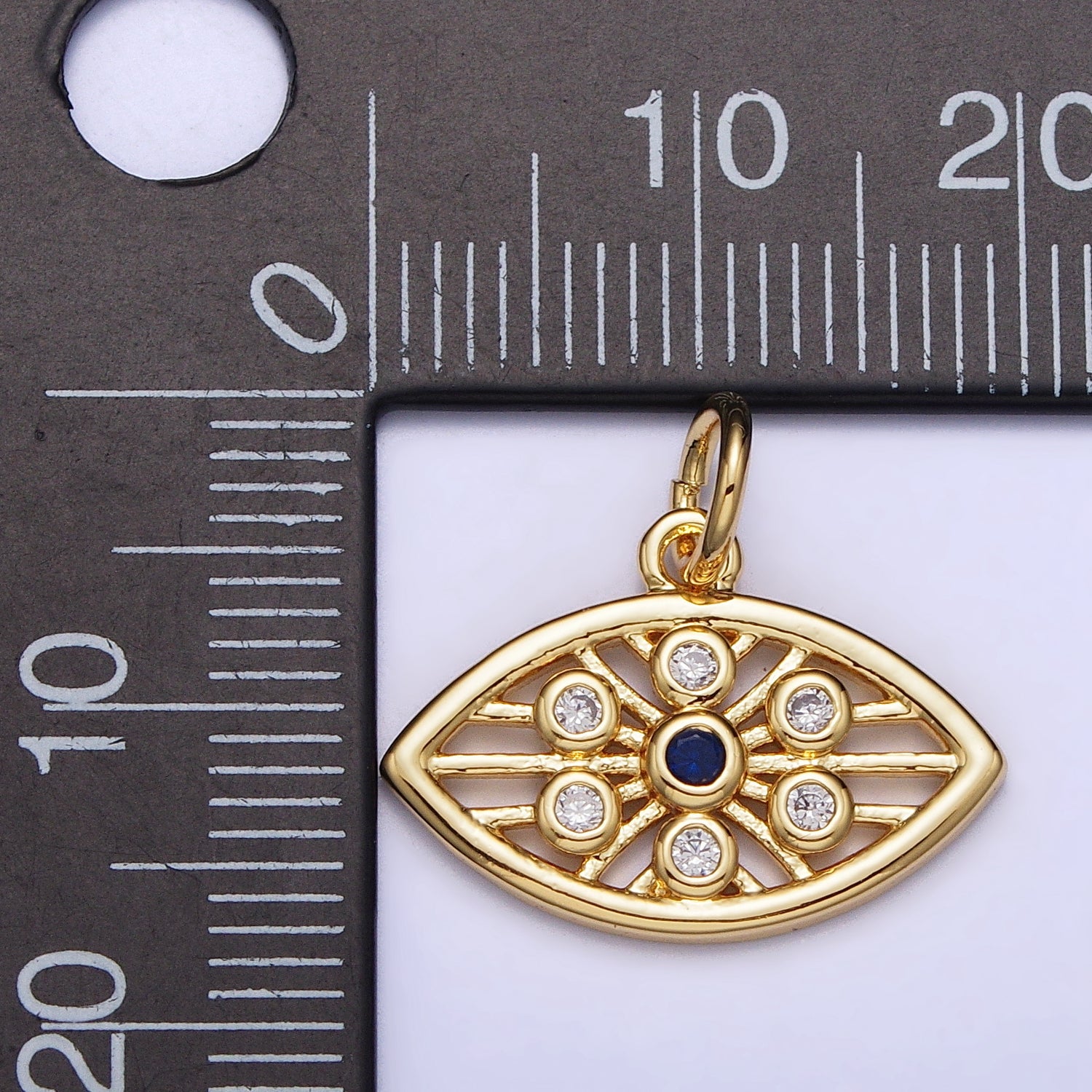 Gold, Silver Blue-Eyed Round CZ Evil Eye Add-On Protection Charm | AC1015 AC1016