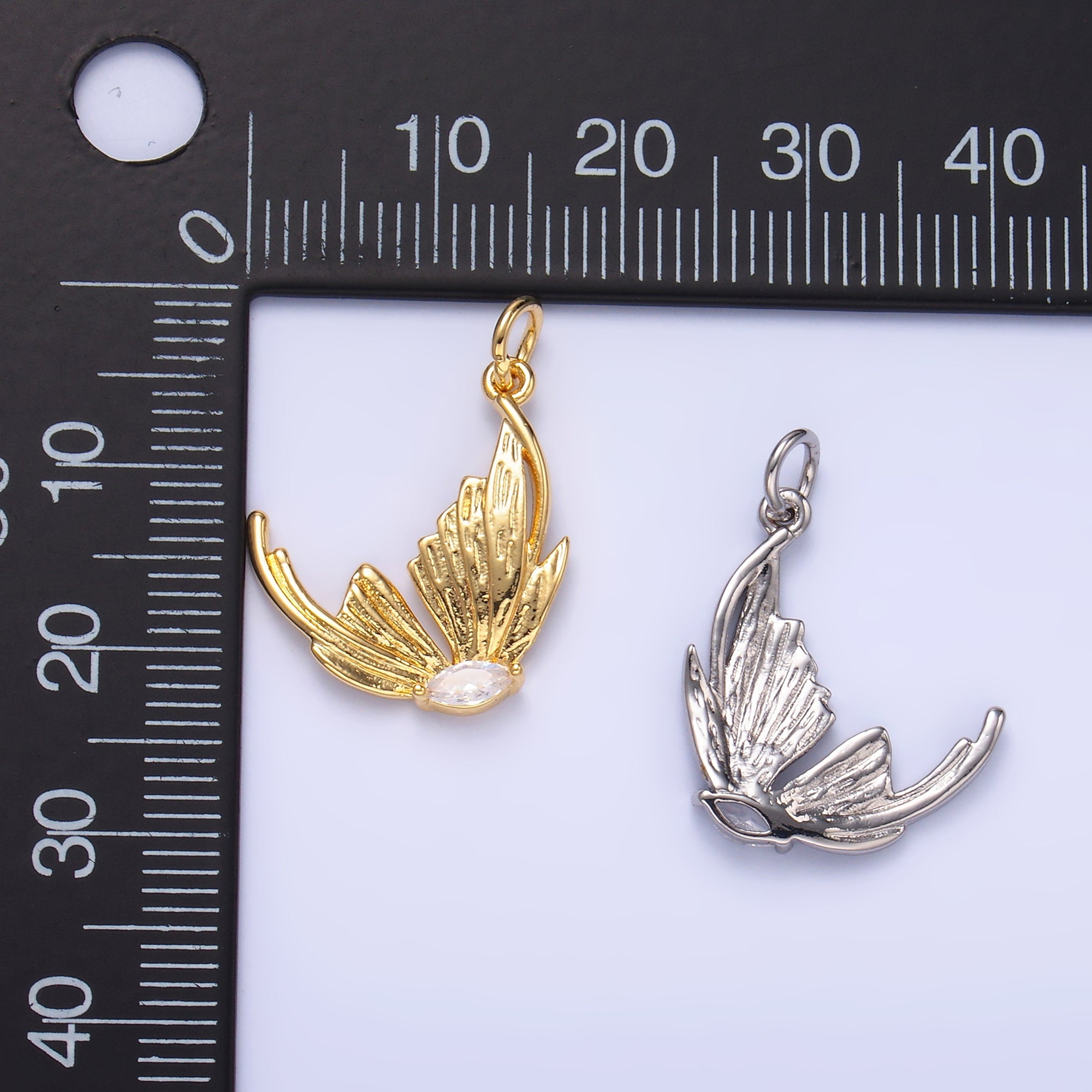 Cubic Butterfly Charm 24K Gold Filled Flower Pendant Floral M263