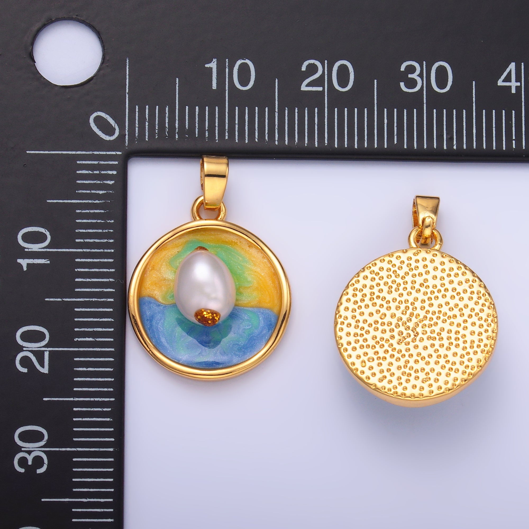 24K Gold Filled Sunrise Freshwater Pearl Pendant | AA1460