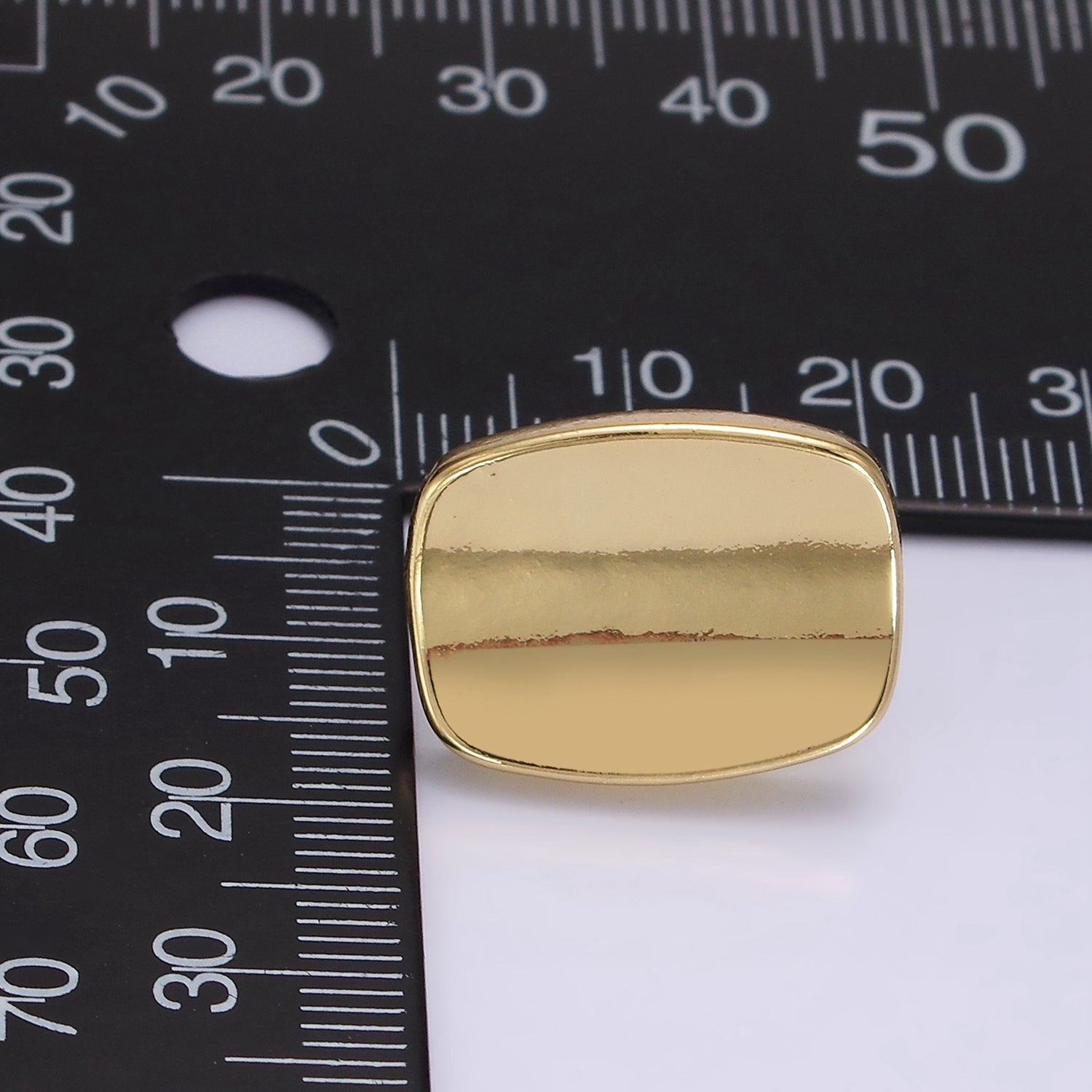 14K Gold Filled 20mm Edged Bar Rectangular Minimalist Stud Earrings | V453