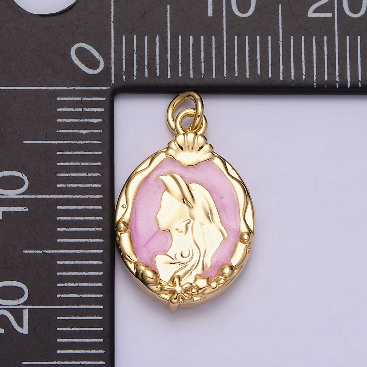 16K Gold Filled Double Sided Princess Mermaid  White, Pink, Blue Sparkly Enamel Charm in Gold & Silver | AC1087 - AC1092