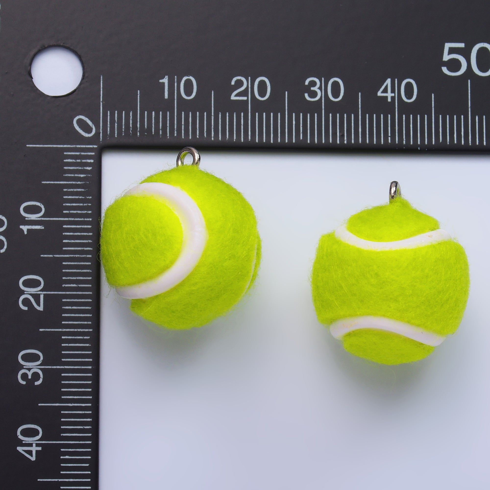 White Gold Filled Green Tennis Ball Fuzzy Multidimensional 3D Charm | M538