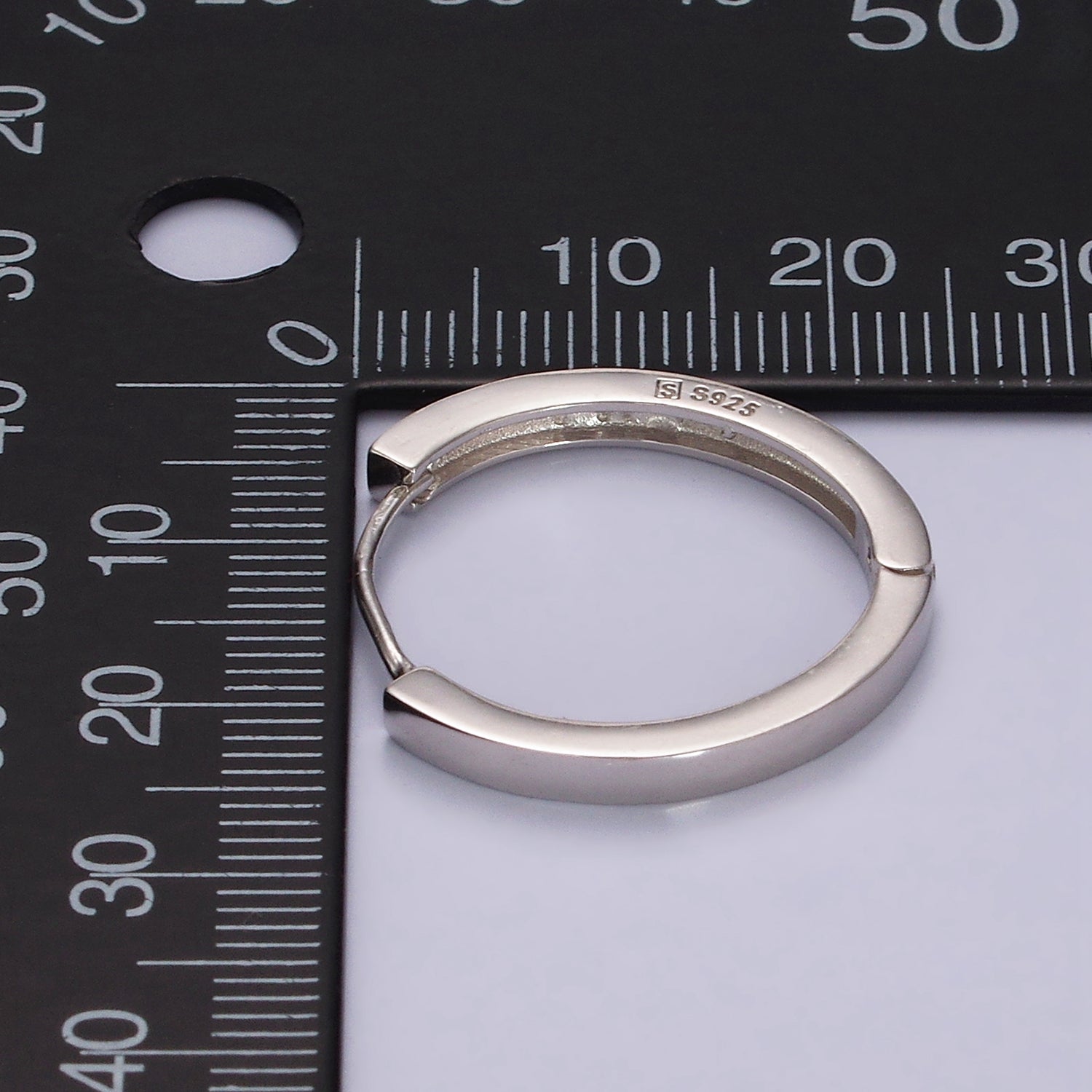 S925 Sterling Silver 25mm Flat Huggie Hoop Minimalist Earrings | SL-414