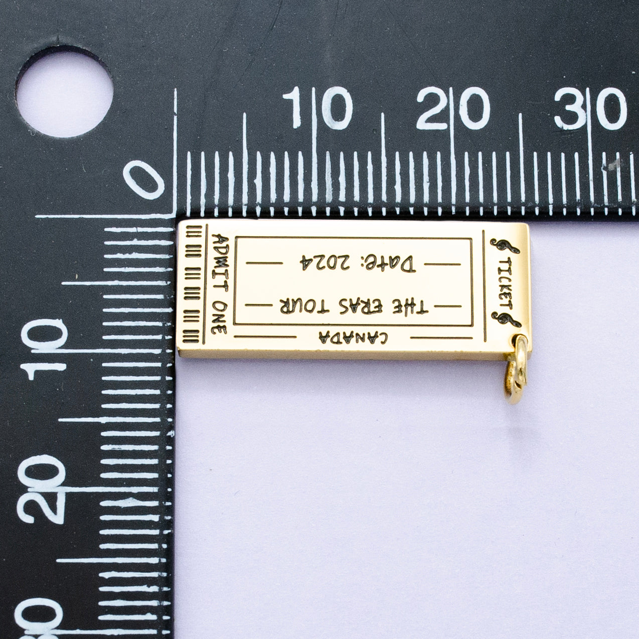 Stainless Steel Canada "ERAS" Script Engraved Concert Tour Ticket Admit Charm | P722