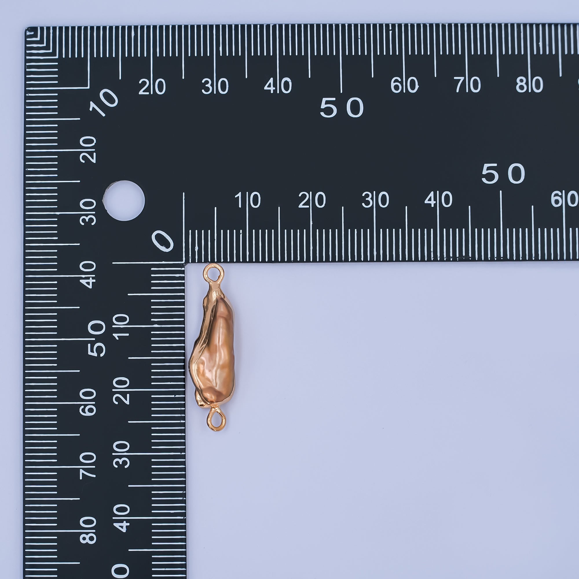 24K Gold Filled Iridescent Baroque Biwa Freshwater Pearl Connector | P1944