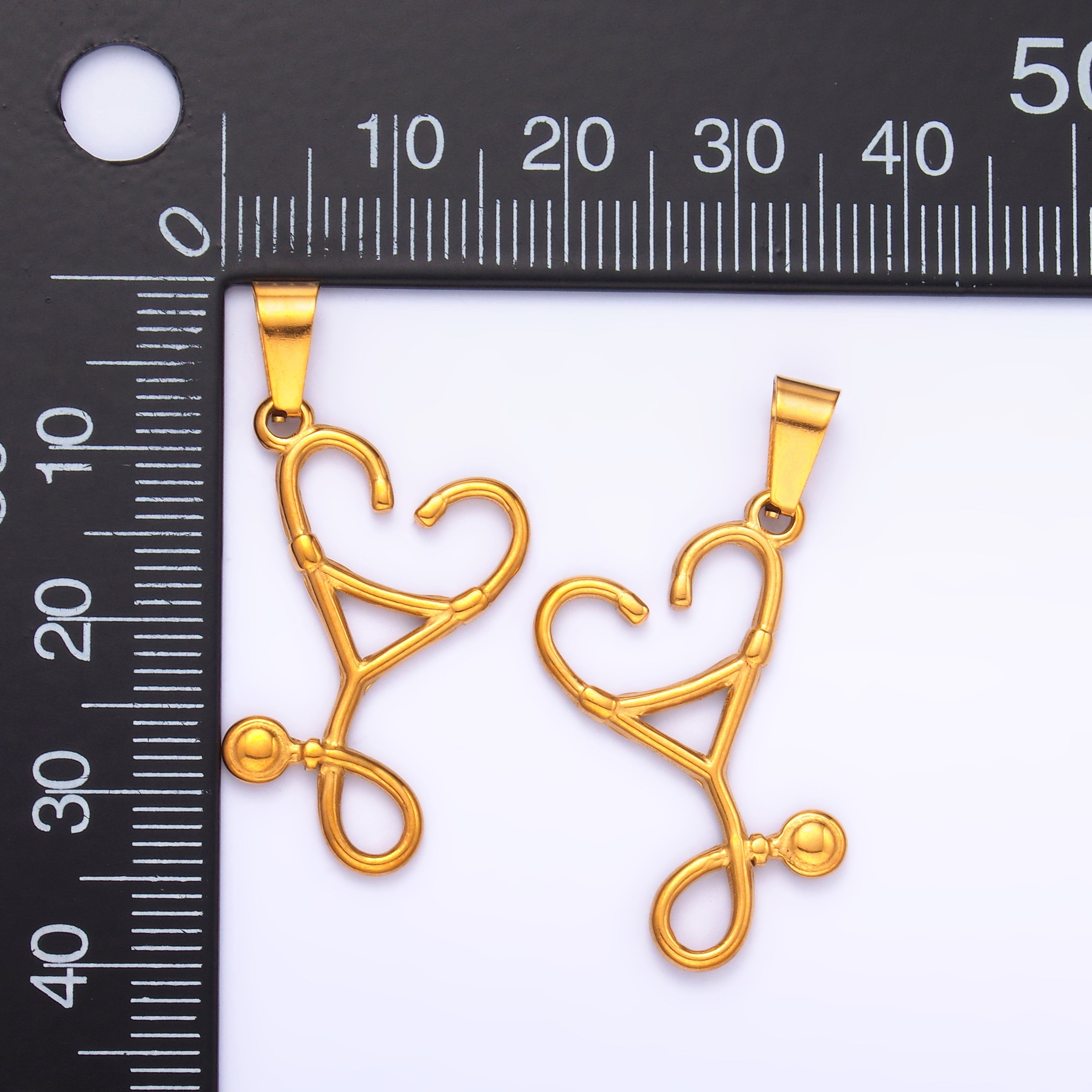 Stainless Steel Stethoscope Medical Heart Pendant | P864