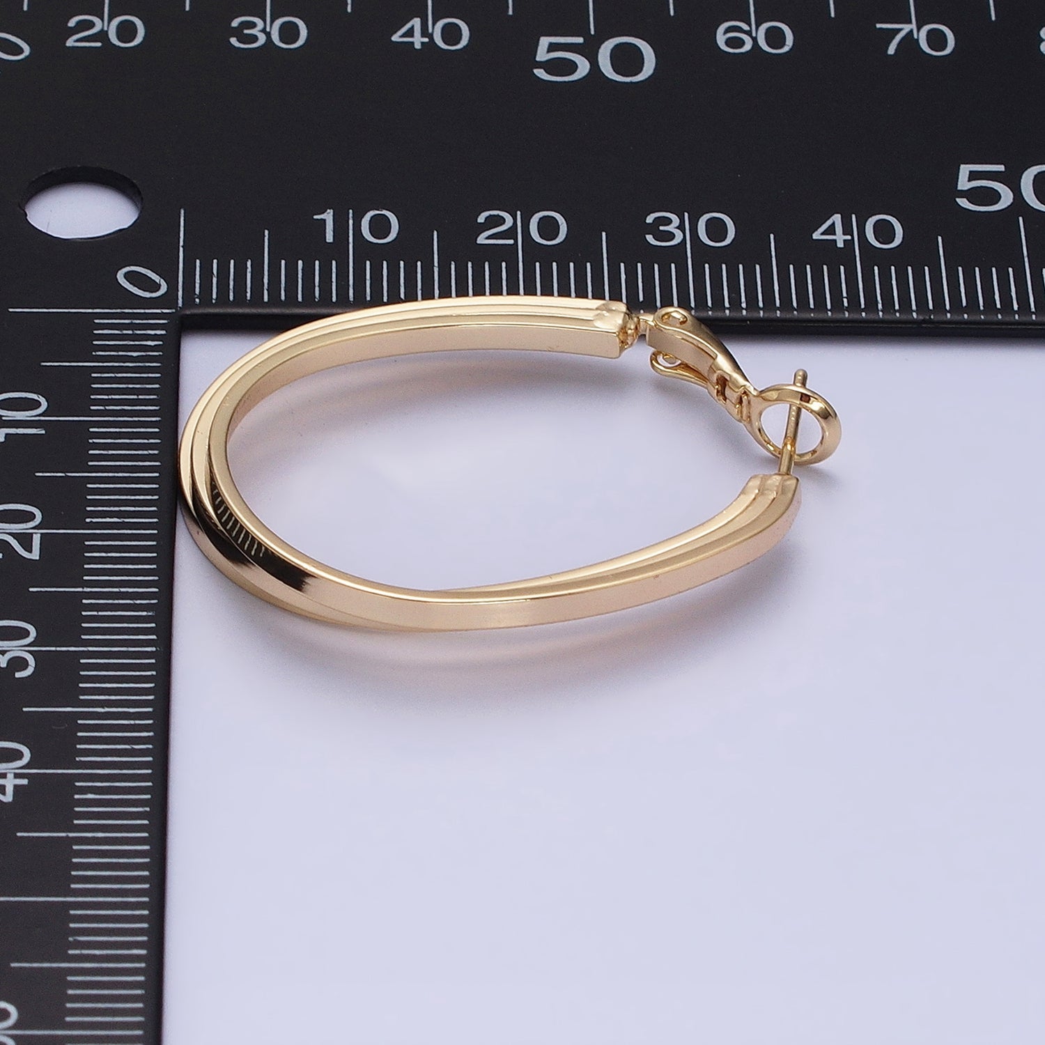 16K Gold Filled Triple Bar Oblong Geometric Hinge Hoop Earrings in Gold & Silver | AD879 AD880 - DLUXCA
