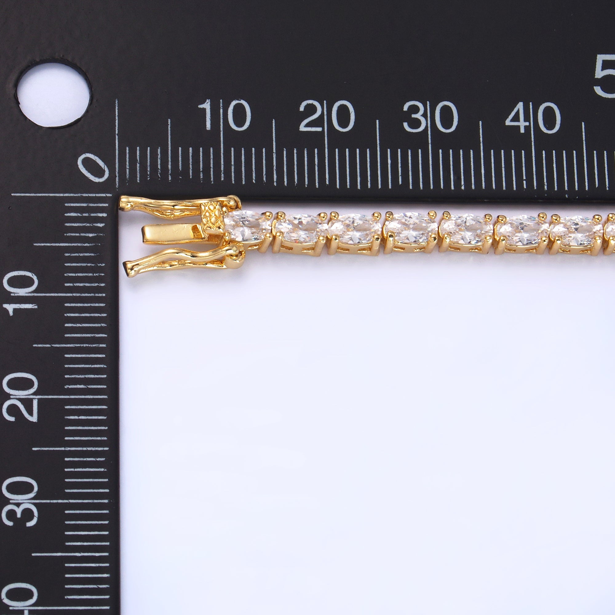 24K Gold Filled Clear Oval CZ Tennis Chain Bracelet in Gold & Silver | WA-3032 WA-3033