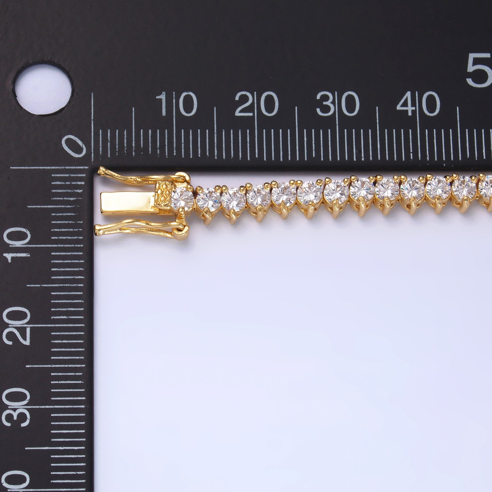 24K Gold Filled 4.2mm Three-Prong Tennis Chain Bracelet in Gold & Silver | WA-3034 WA-3035