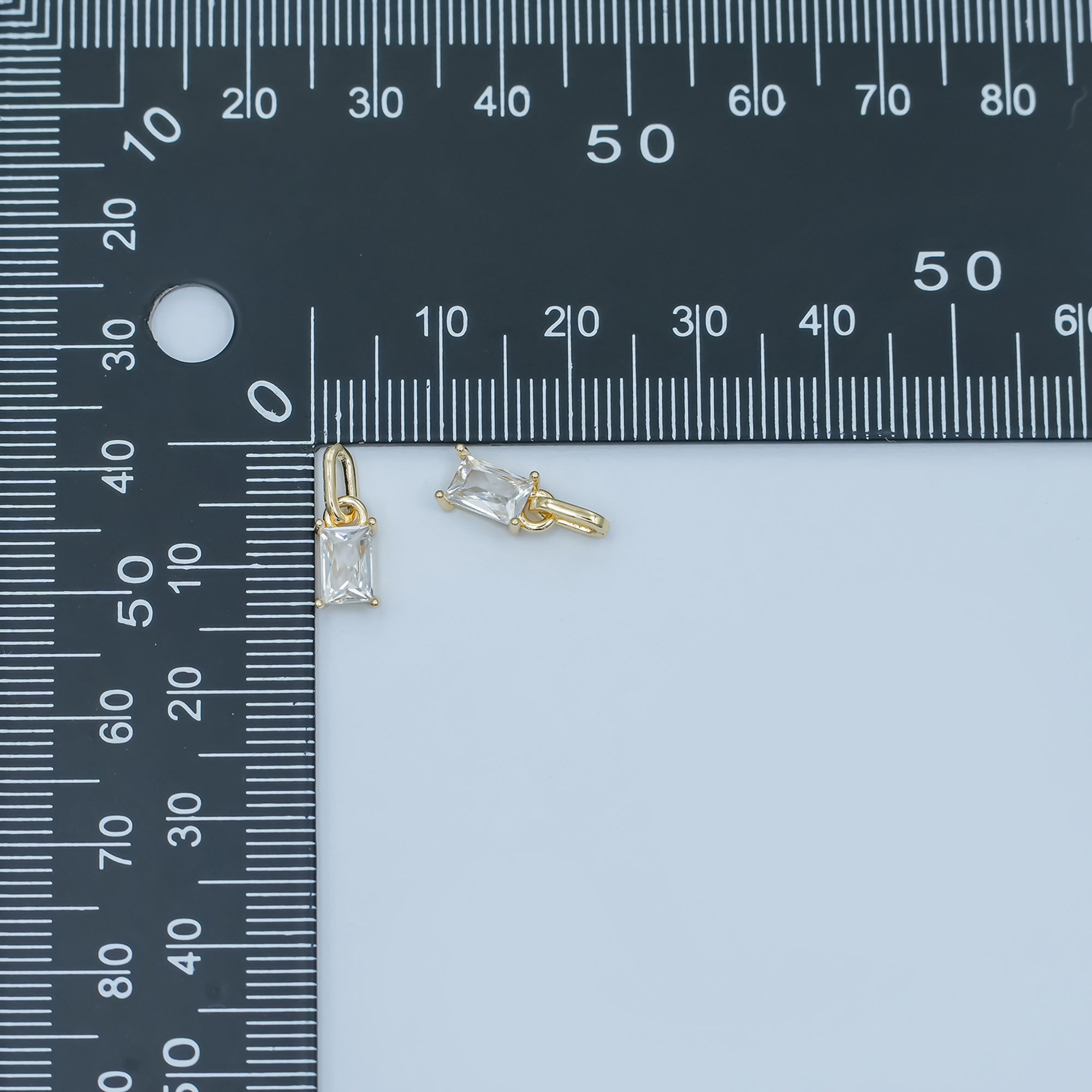 24K Gold Filled Clear Baguette Link Bail Pendant | AA1502