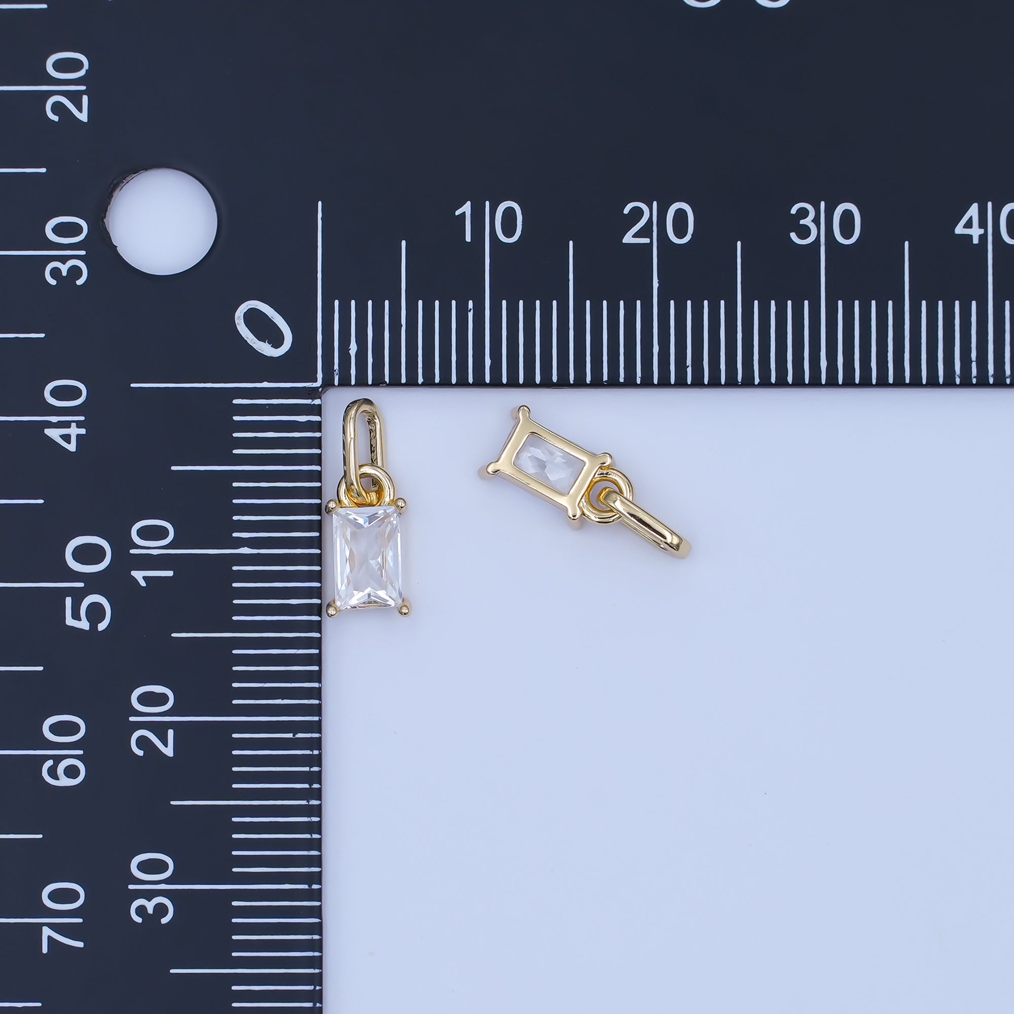 24K Gold Filled Clear Baguette Link Bail Pendant | AA1502