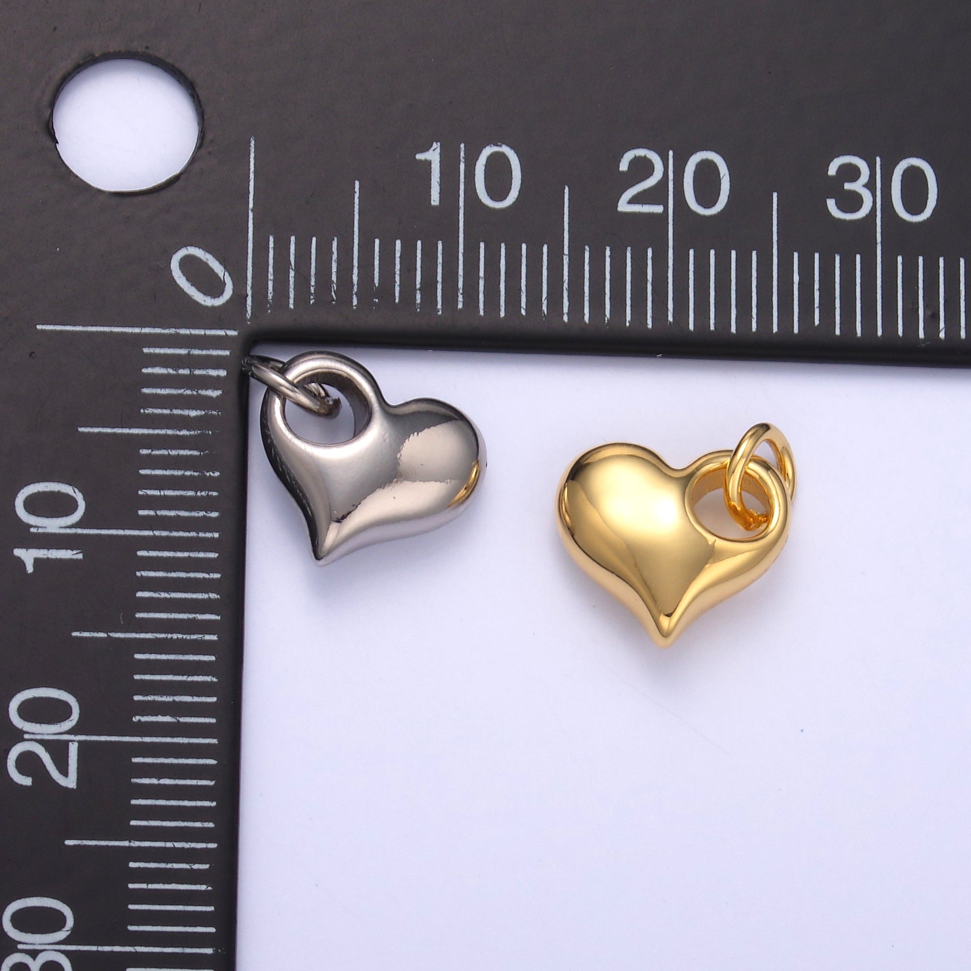 24K Gold Filled Mini Chubby Heart Minimalist Charm in Gold & Silver | N003
