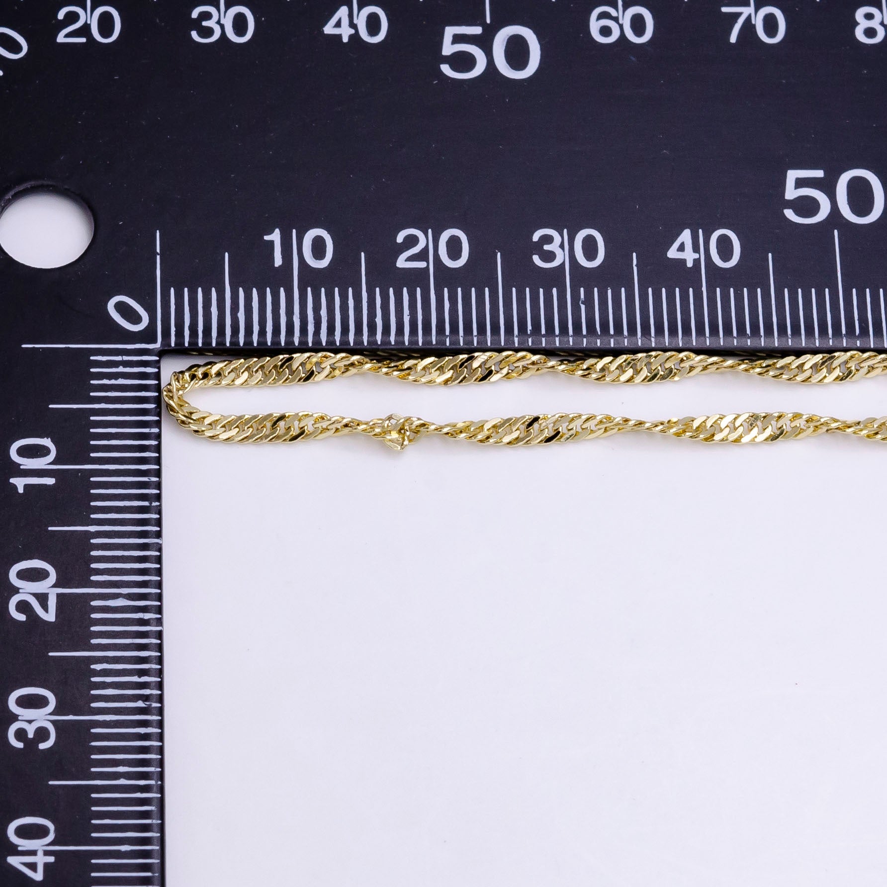 14K Gold Filled 2mm Curb Singapore 18 Inch Layering Chain Necklace | CN-791 - DLUXCA